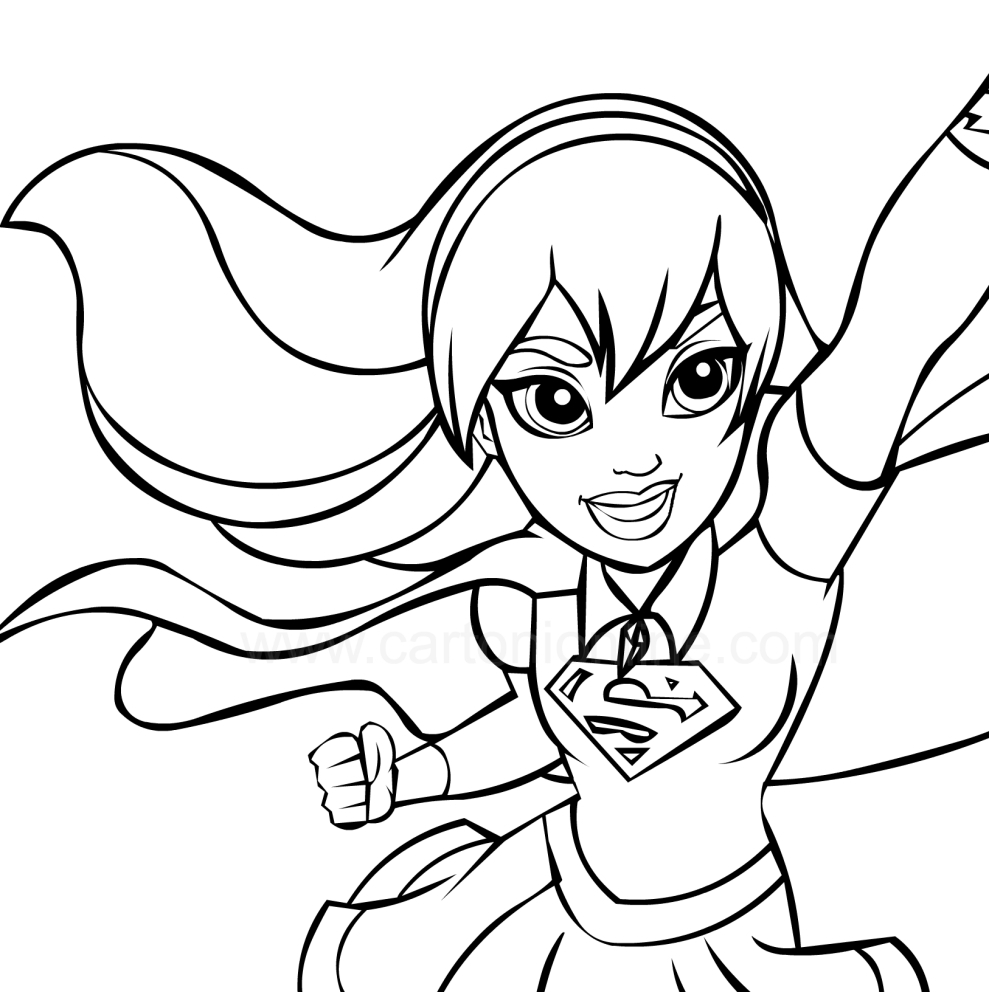 Supergirl In The Foreground DC Superhero Girls Coloring Page
