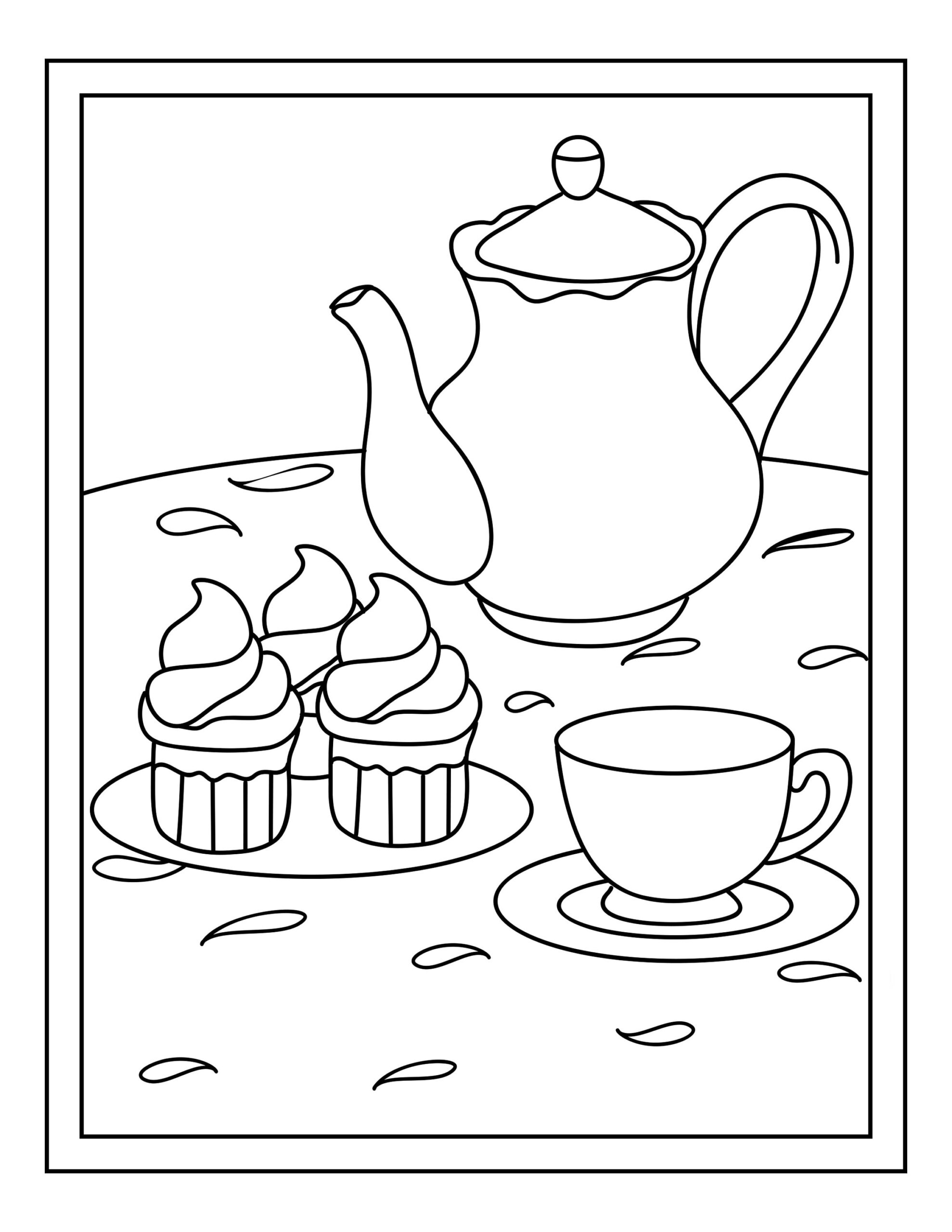 Tea Party Coloring Book Etsy
