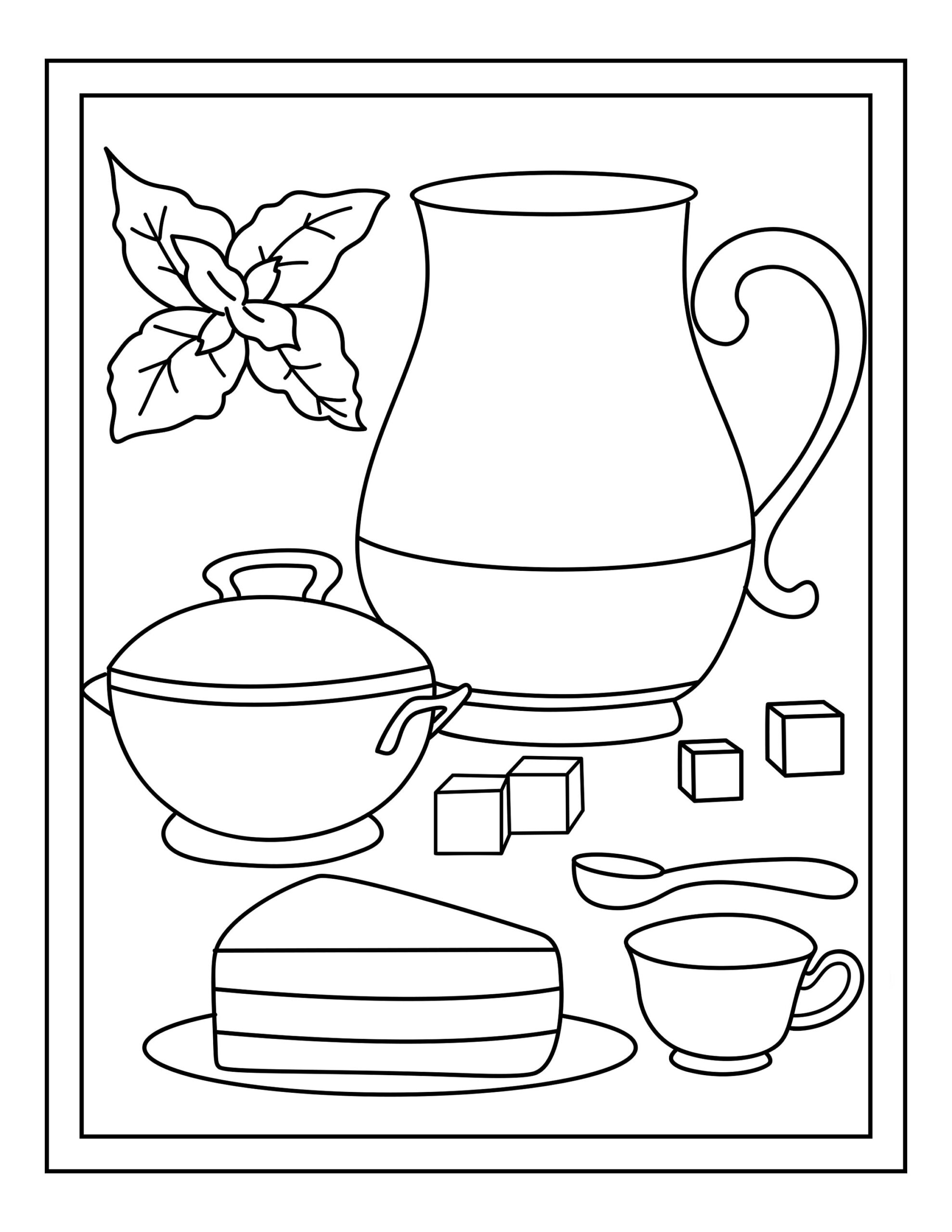 Tea Party Printable 16 Coloring Pages Etsy