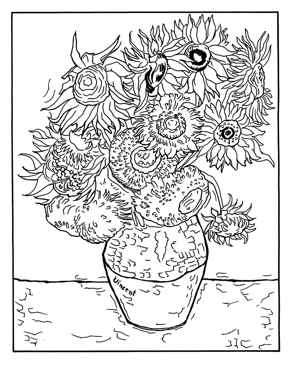 Van Gogh Coloring Page To Print Vincent Van Gogh Coloring Pages For Kids