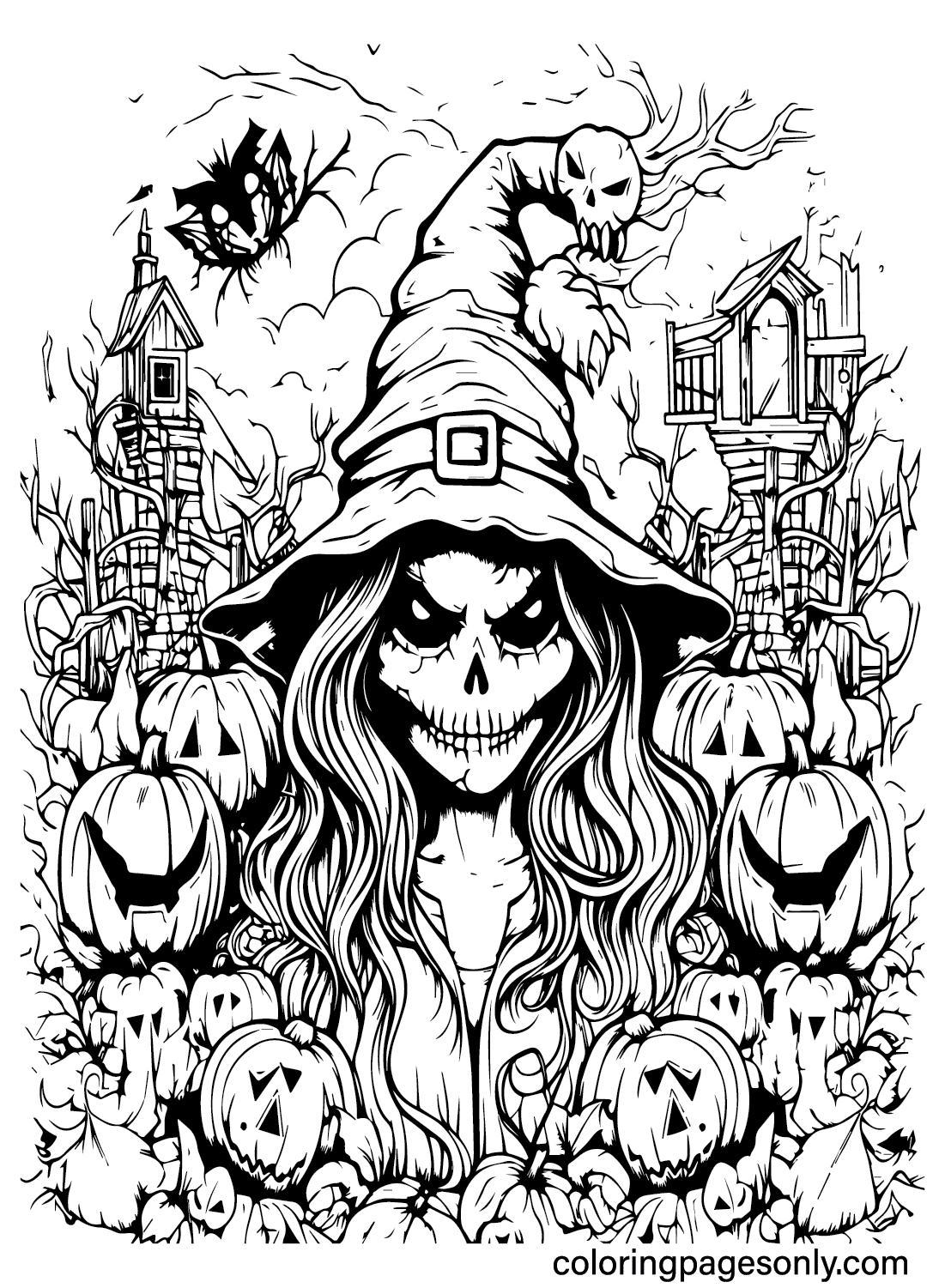 Very Scary Halloween Coloring Page Free Printable Coloring Pages