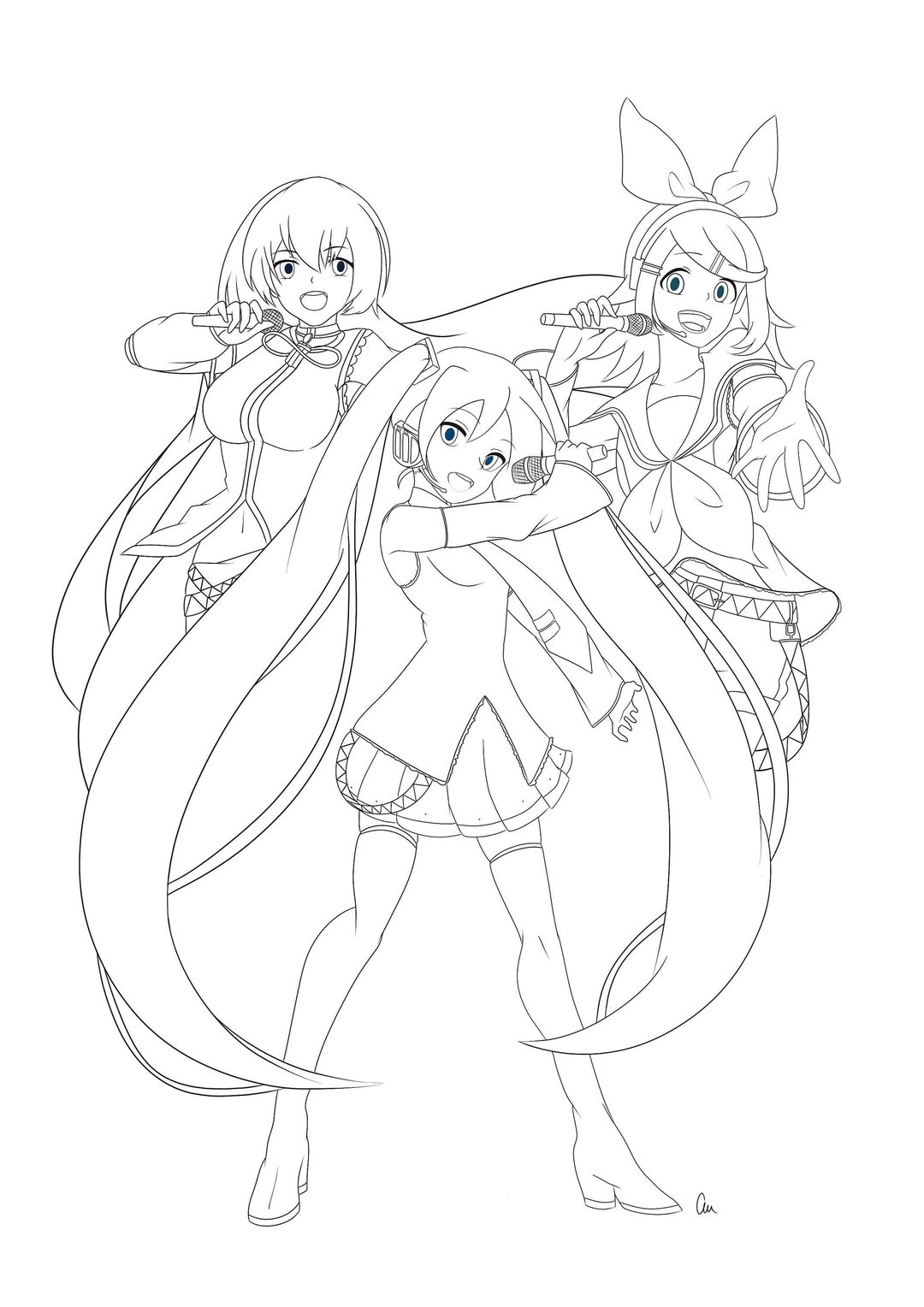 Vocaloid Coloring Page Digital Download Coloring Home