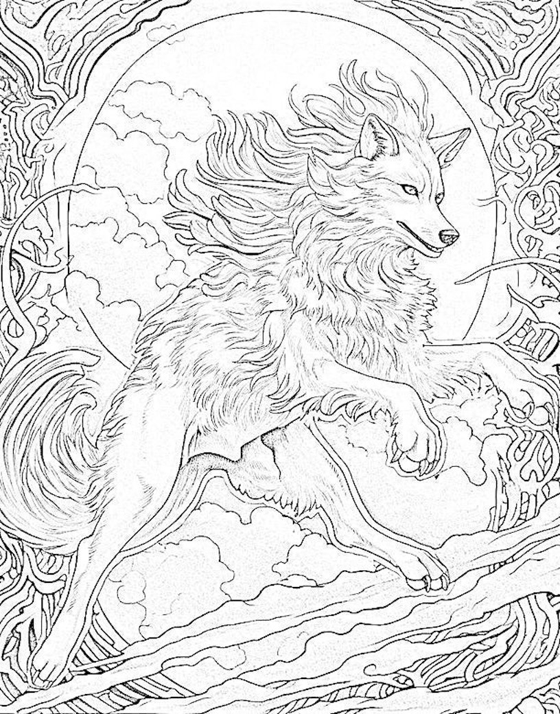 Winged Wolf Pack Coloring Pages