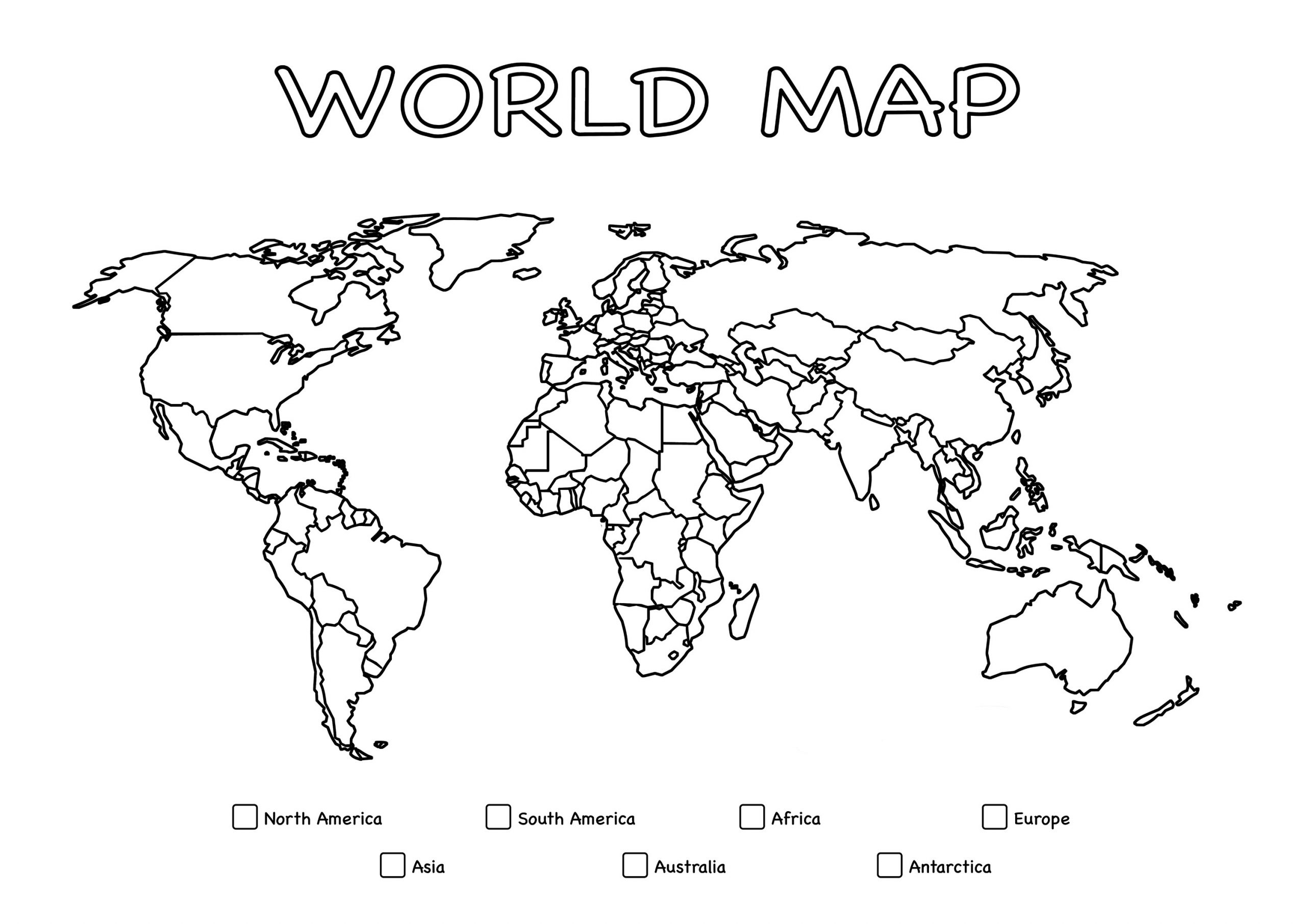 World Map Printable Coloring Page