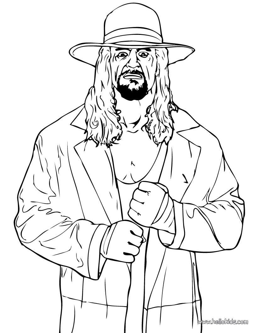 Wrestler The Undertaker Coloring Pages Hellokids