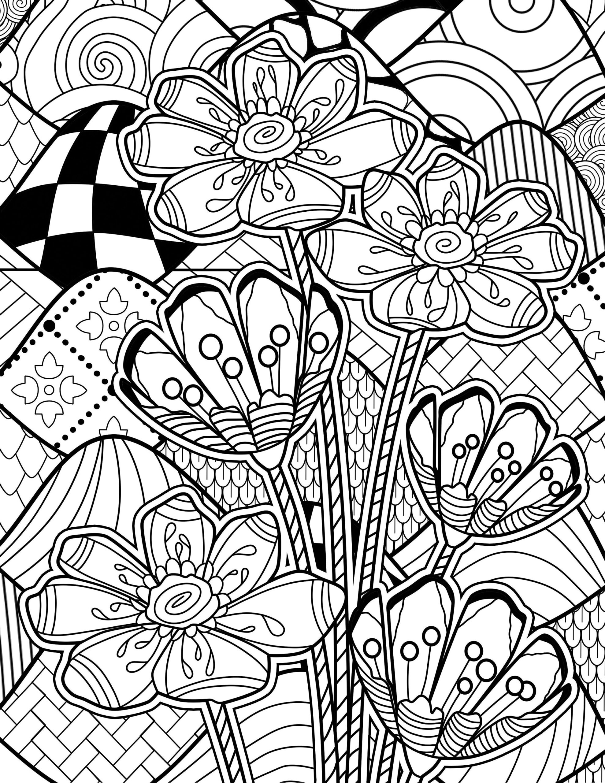 ZEN Flowers Coloring Page Etsy