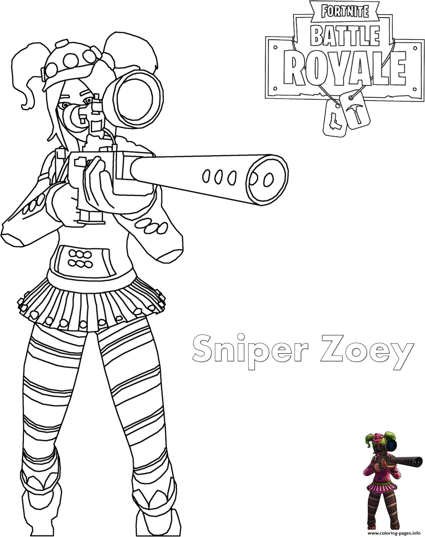 Zoey Sniper Rifle Fortnite Coloring Page Printable