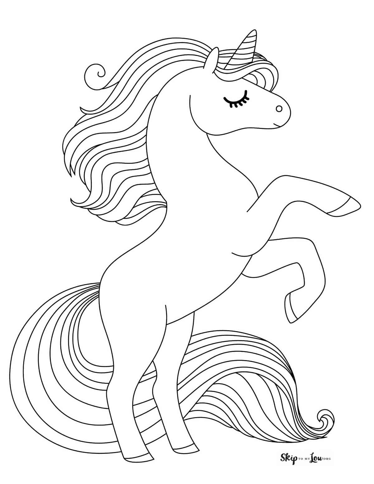 Color Page Printables Unicorn