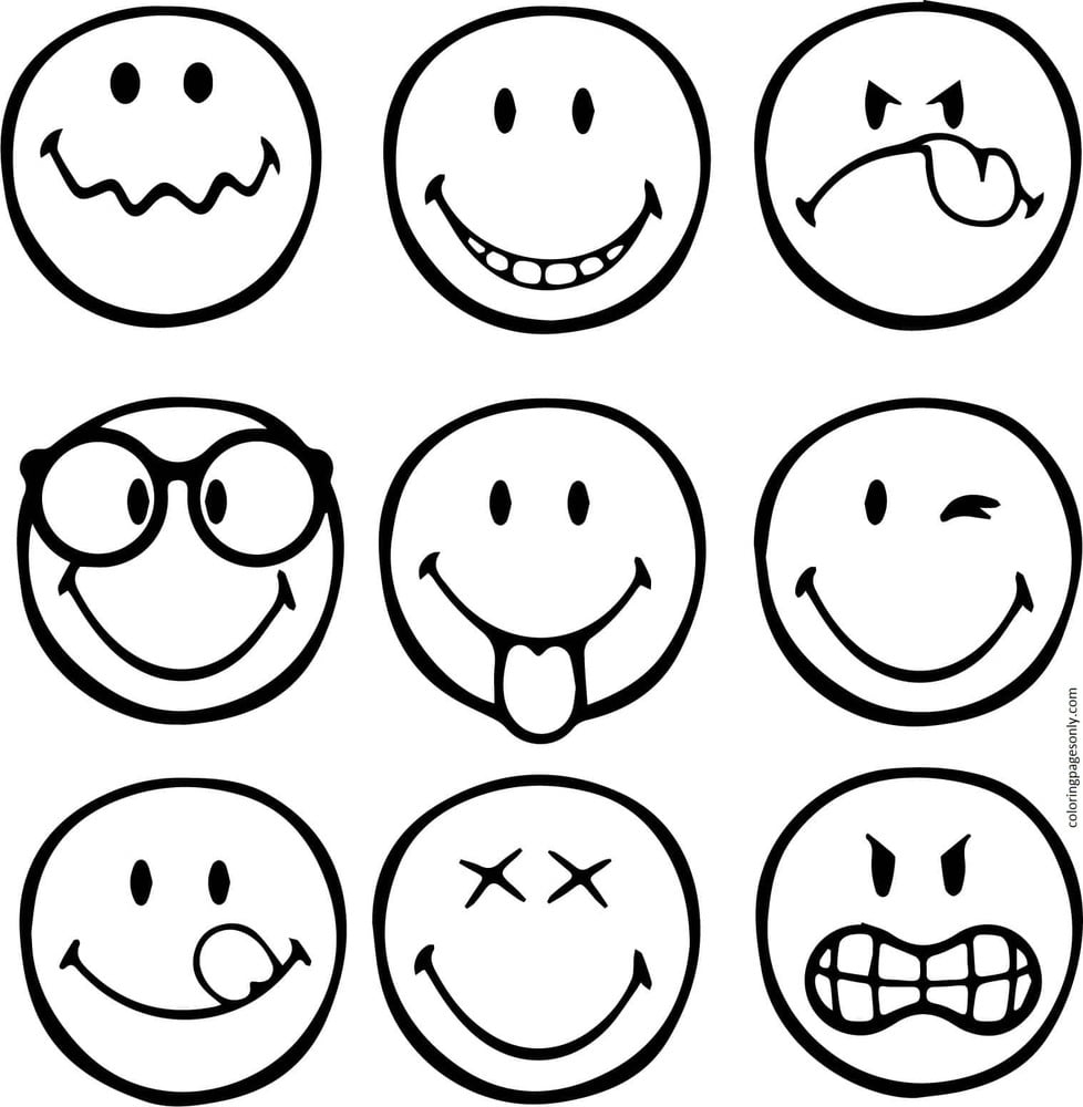 Free Emoji Coloring Pages