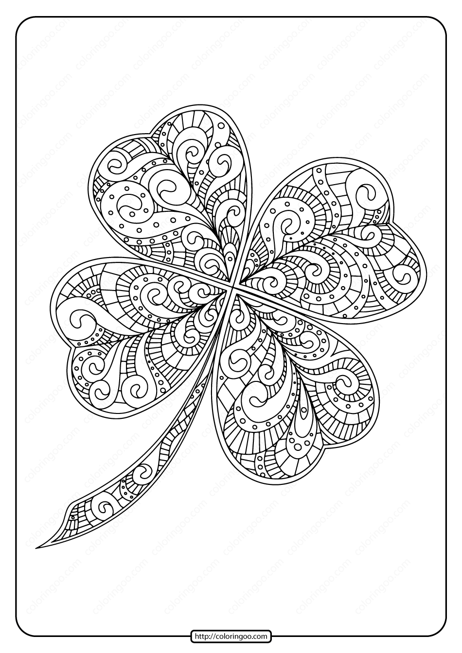 Four Leaf Clover Coloring Page