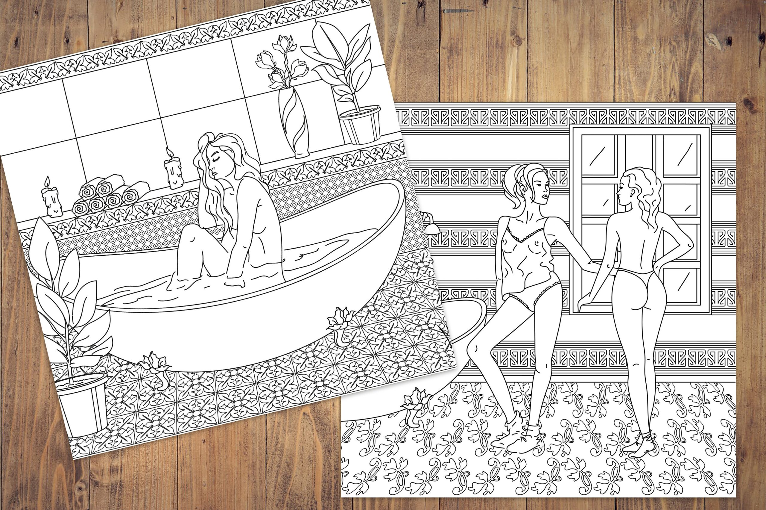 12 Erotic Coloring Pages For Adults Printable Nude Girls Etsy