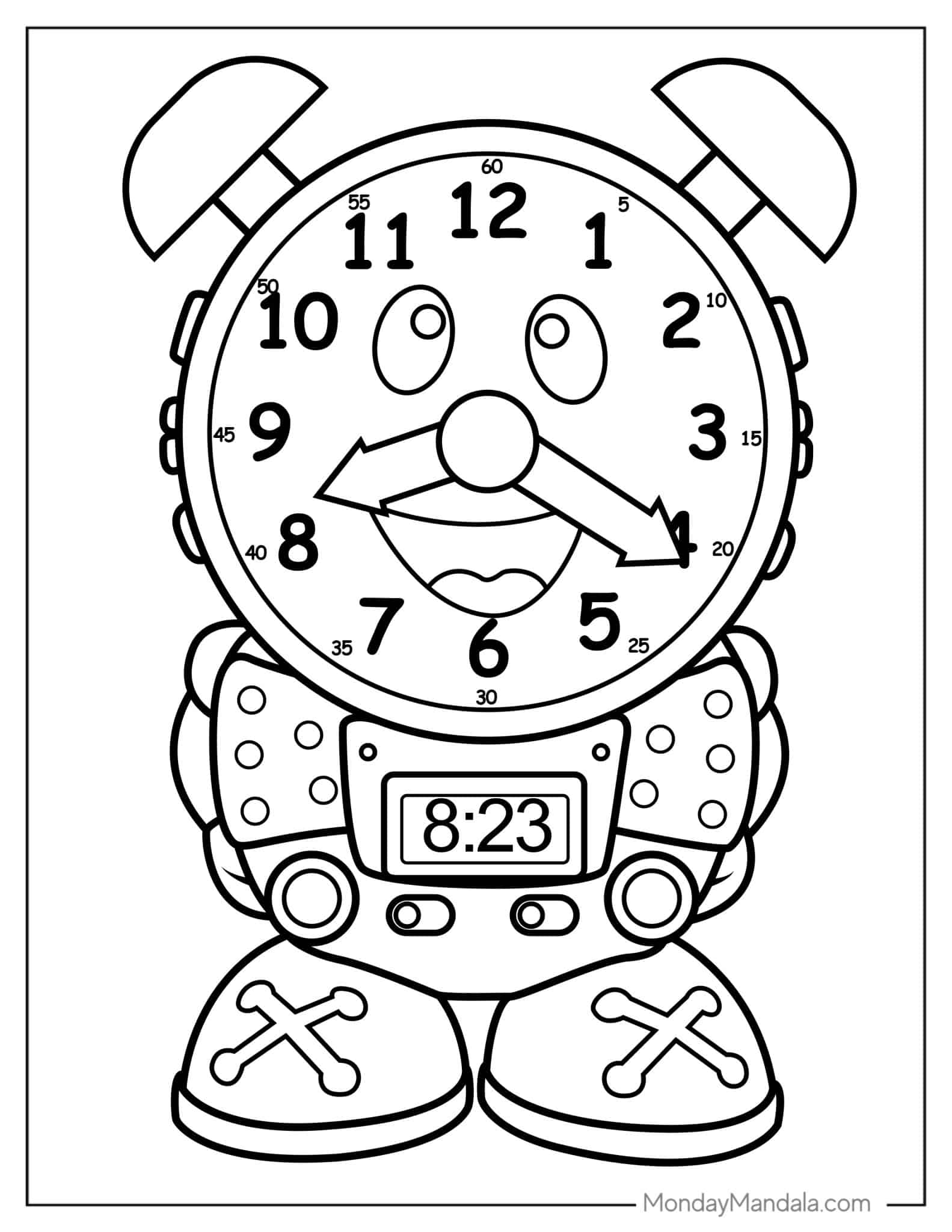 20 Clock Coloring Pages Free PDF Printables
