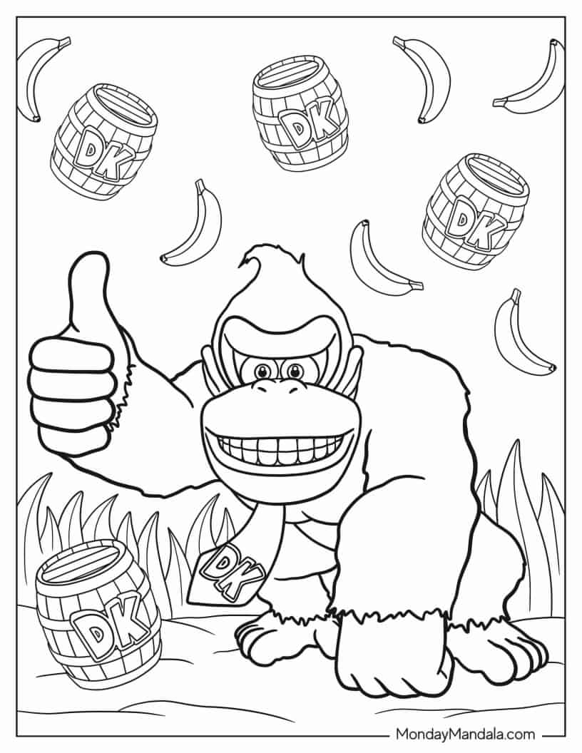 20 Donkey Kong Coloring Pages Free PDF Printables