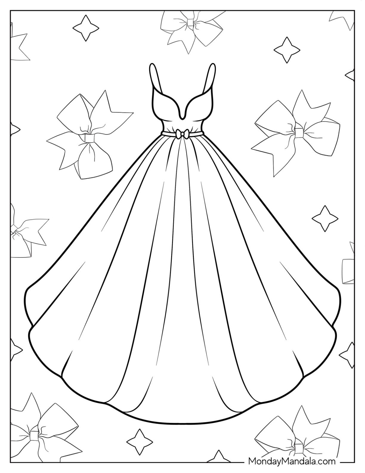 20 Dress Coloring Pages Free PDF Printables