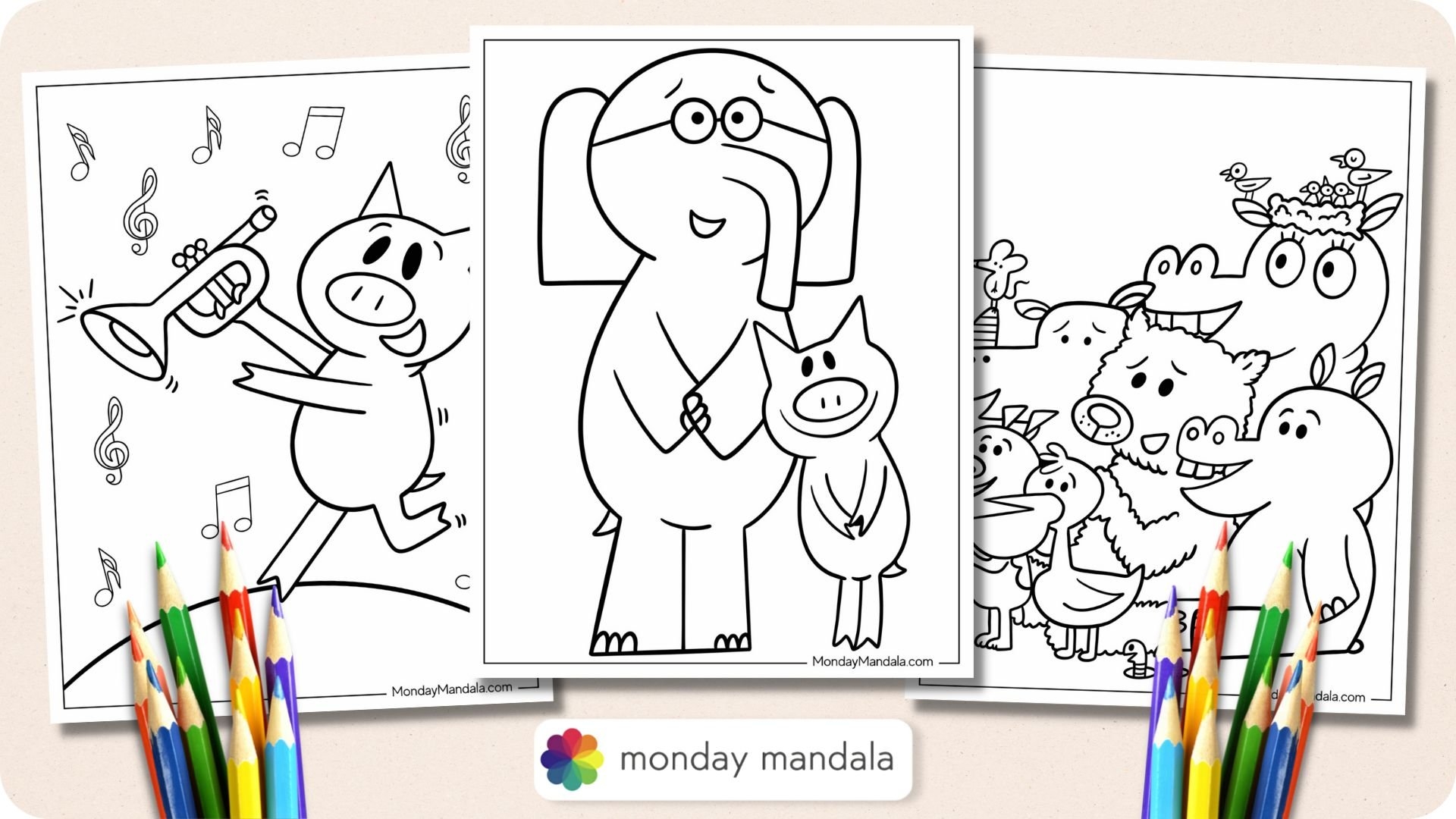20 Elephant Piggie Coloring Pages Free PDF Printables