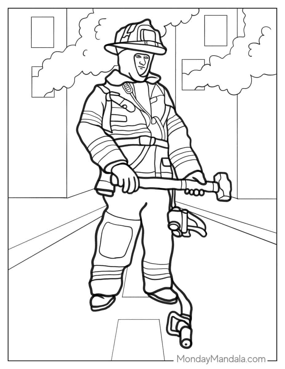 Adult Fireman Coloring Page
