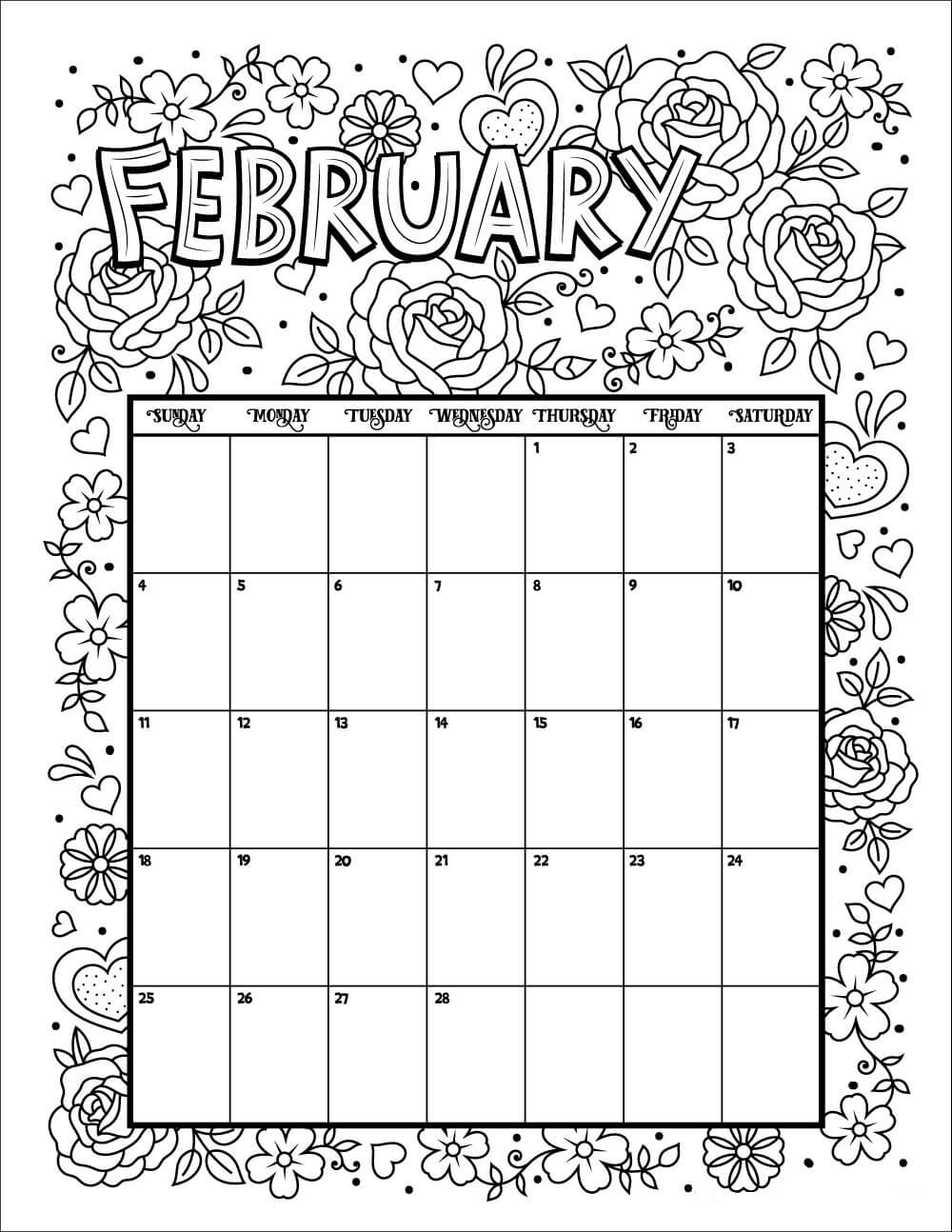 20 Free Printable February Coloring Pages