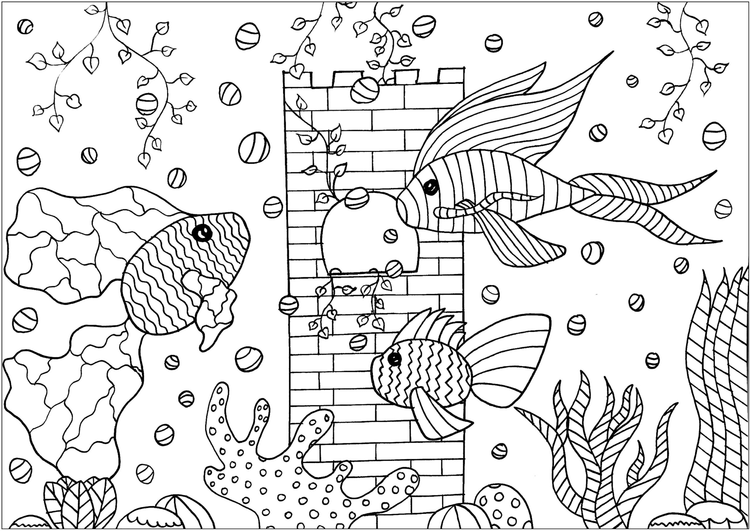 Printable Aquarium Background Coloring Page