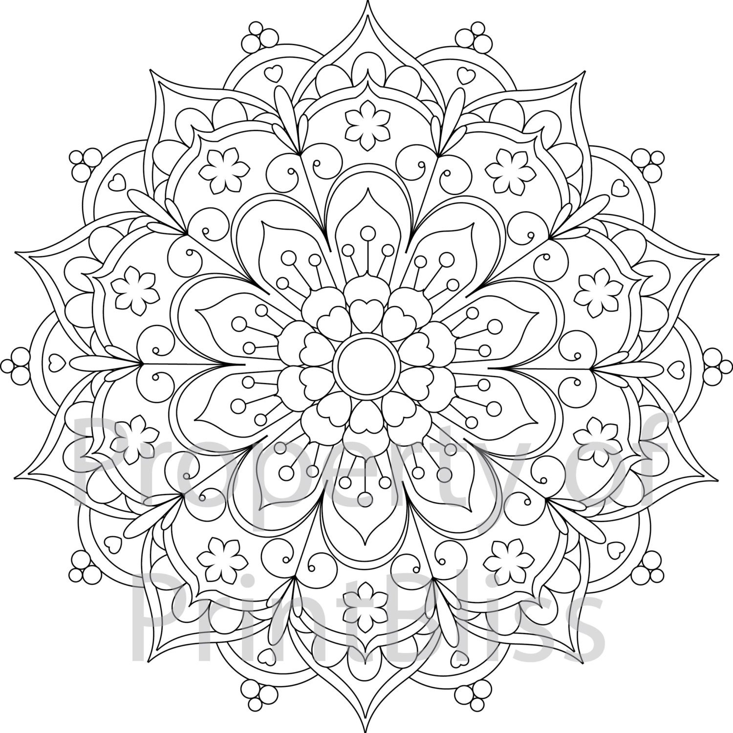 25 Flower Mandala Printable Coloring Page Etsy