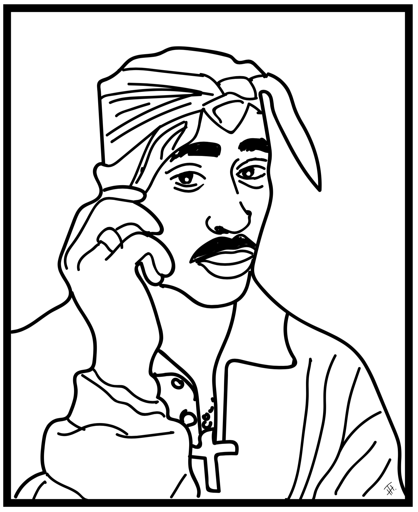 2pac Tupac Coloring Pages Drawing Drawings Shakur Getdrawings Celebrity West Side Sketch