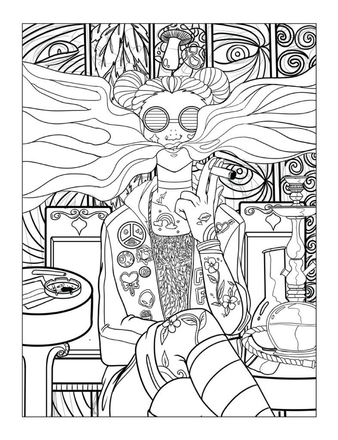 30 Page Psychedelic Trippy Adult Coloring Book Digital Etsy Espa A