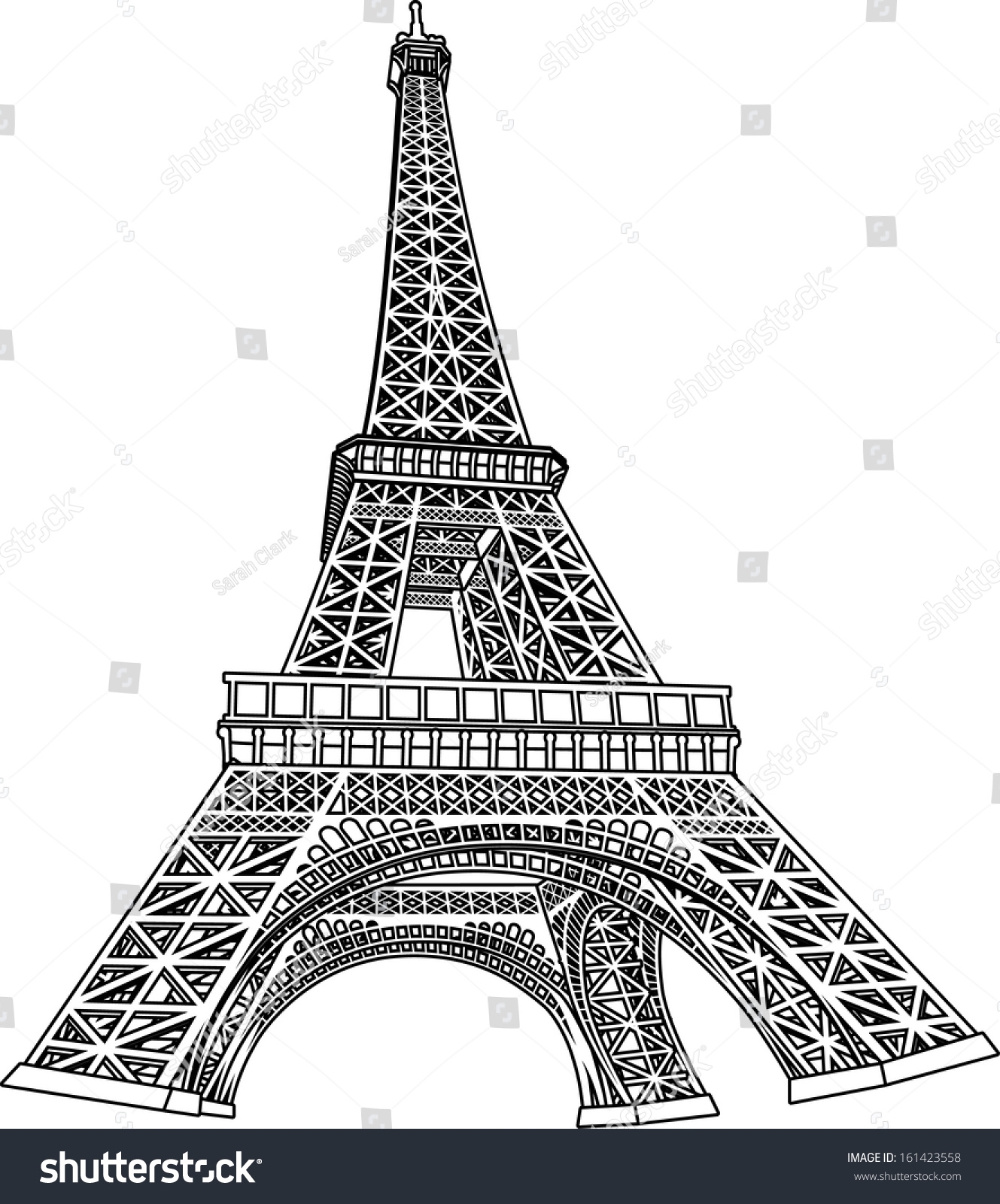 3d Eiffel Tower Coloring Book Illustration 161423558 Shutterstock
