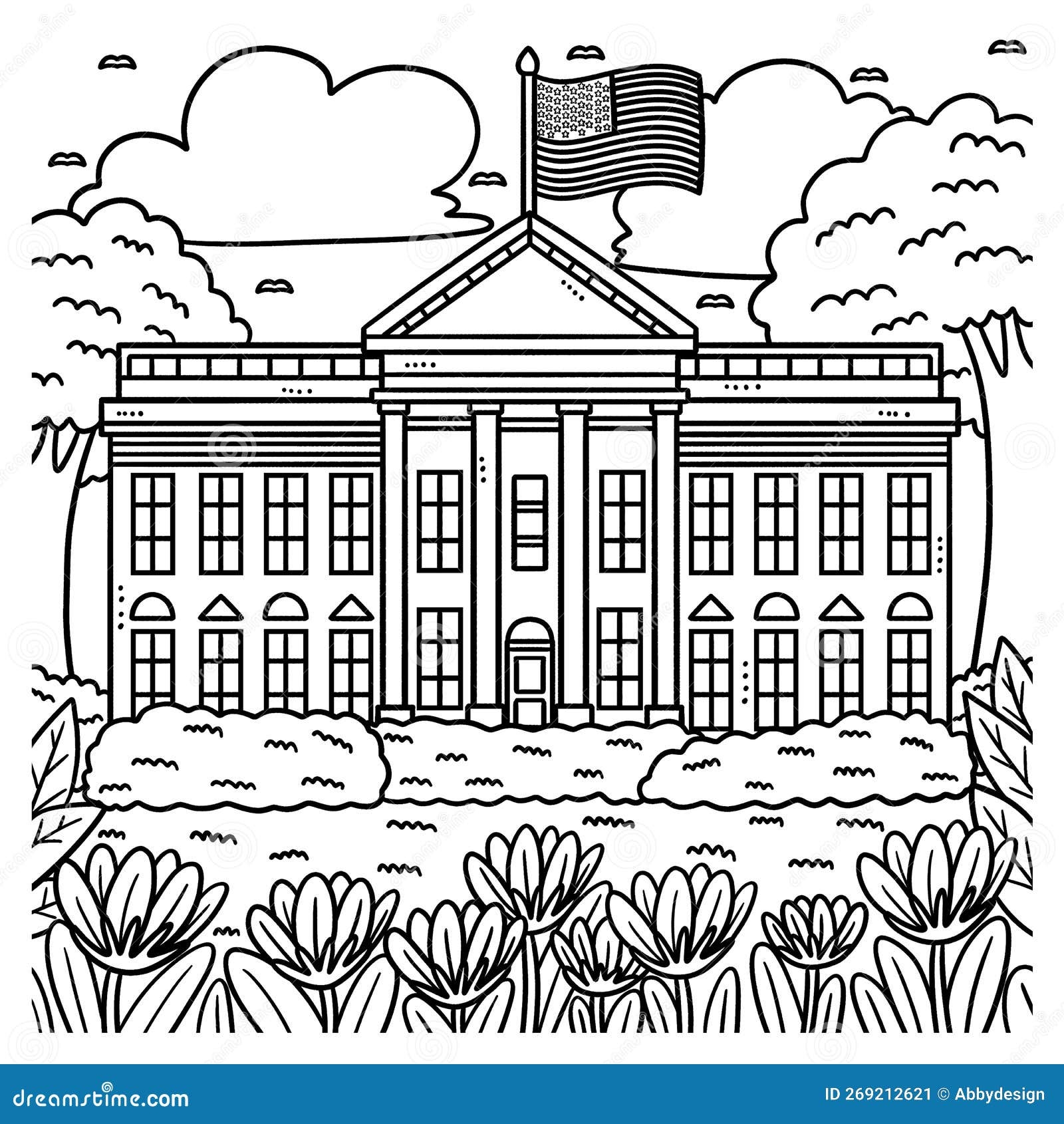 4th Of July The White House Coloring Page For Kids Stock Vector Illustration Of Freedom