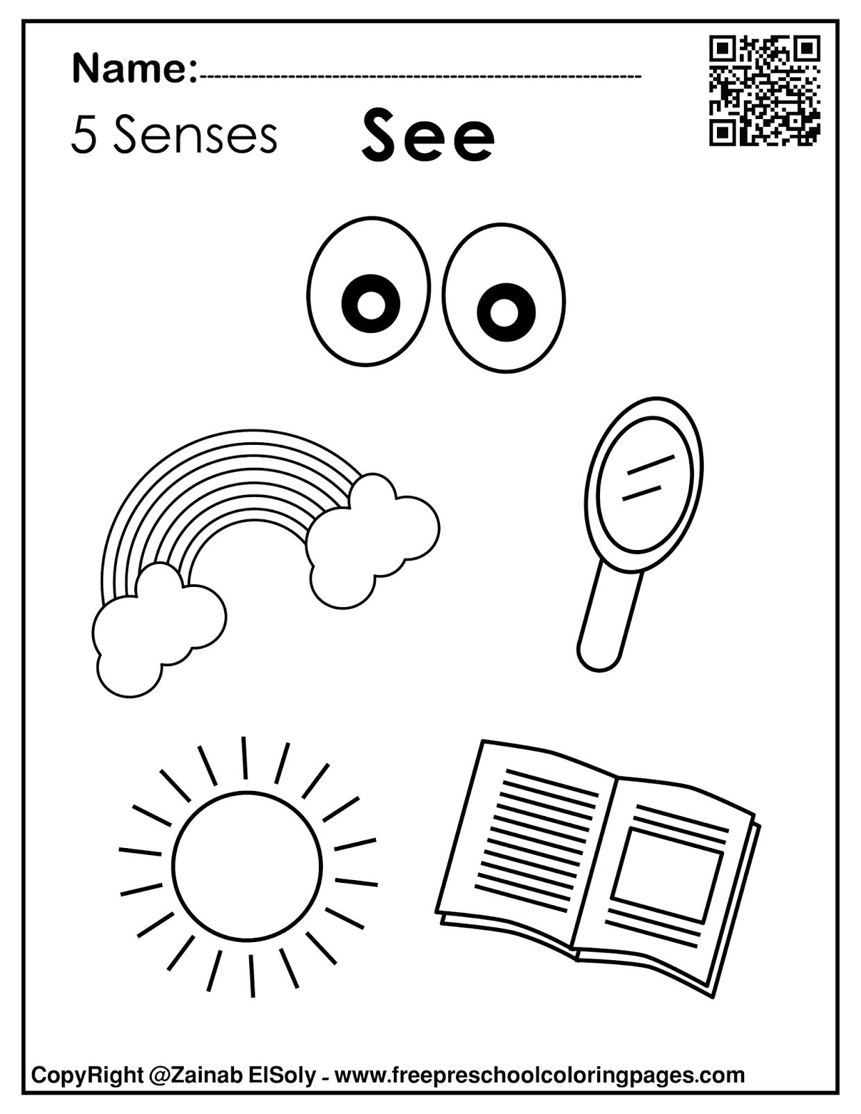5 Senses Coloring Pages For Kids Images And Photos Finder