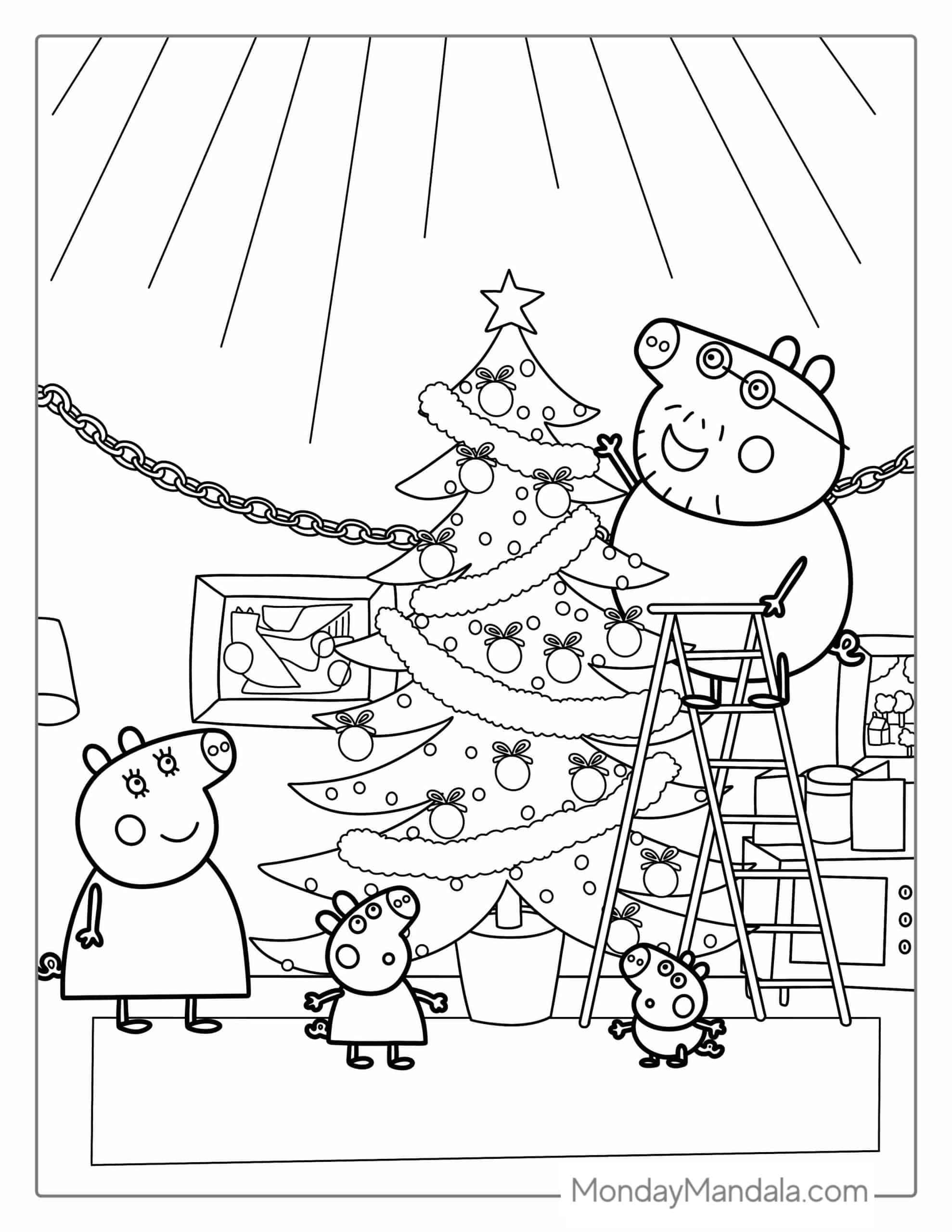 50 Peppa Pig Coloring Pages Free PDF Printables Peppa Pig Coloring Pages Christmas Coloring