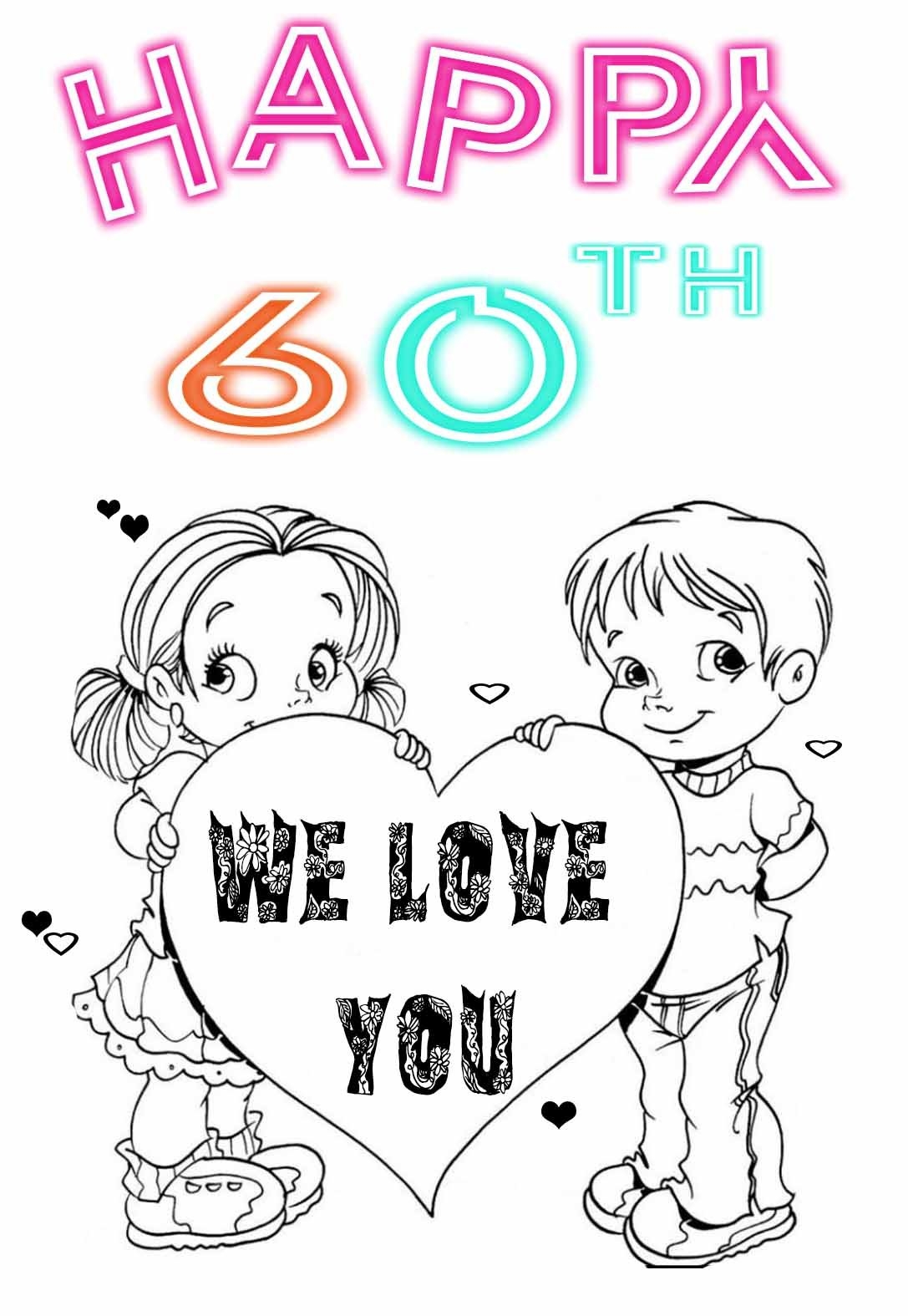 60th Birthday Coloring Pages Cards Free PRINTBIRTHDAY CARDS