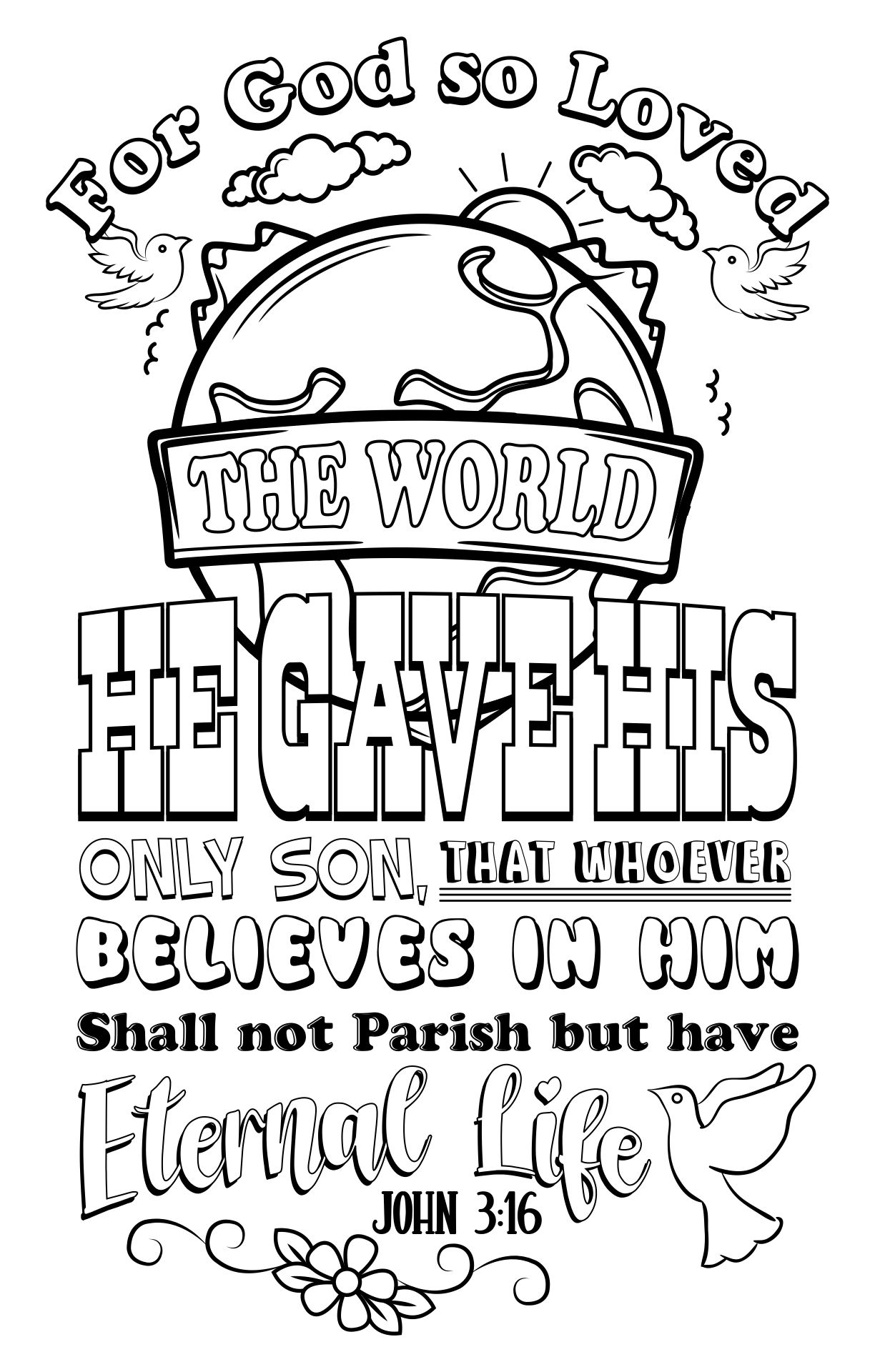 8 Best Images Of Printable Coloring Page With John 3 16 John 3 16 Easter Coloring Page