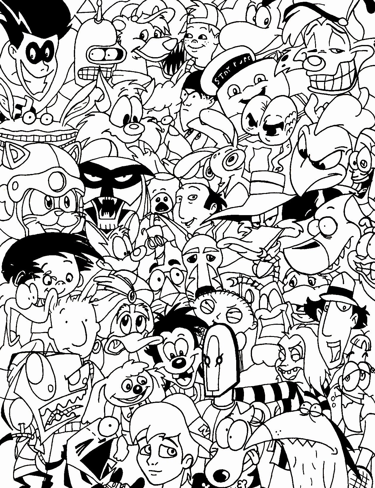 90s Cartoon Coloring Pages Printable Bellajapapu