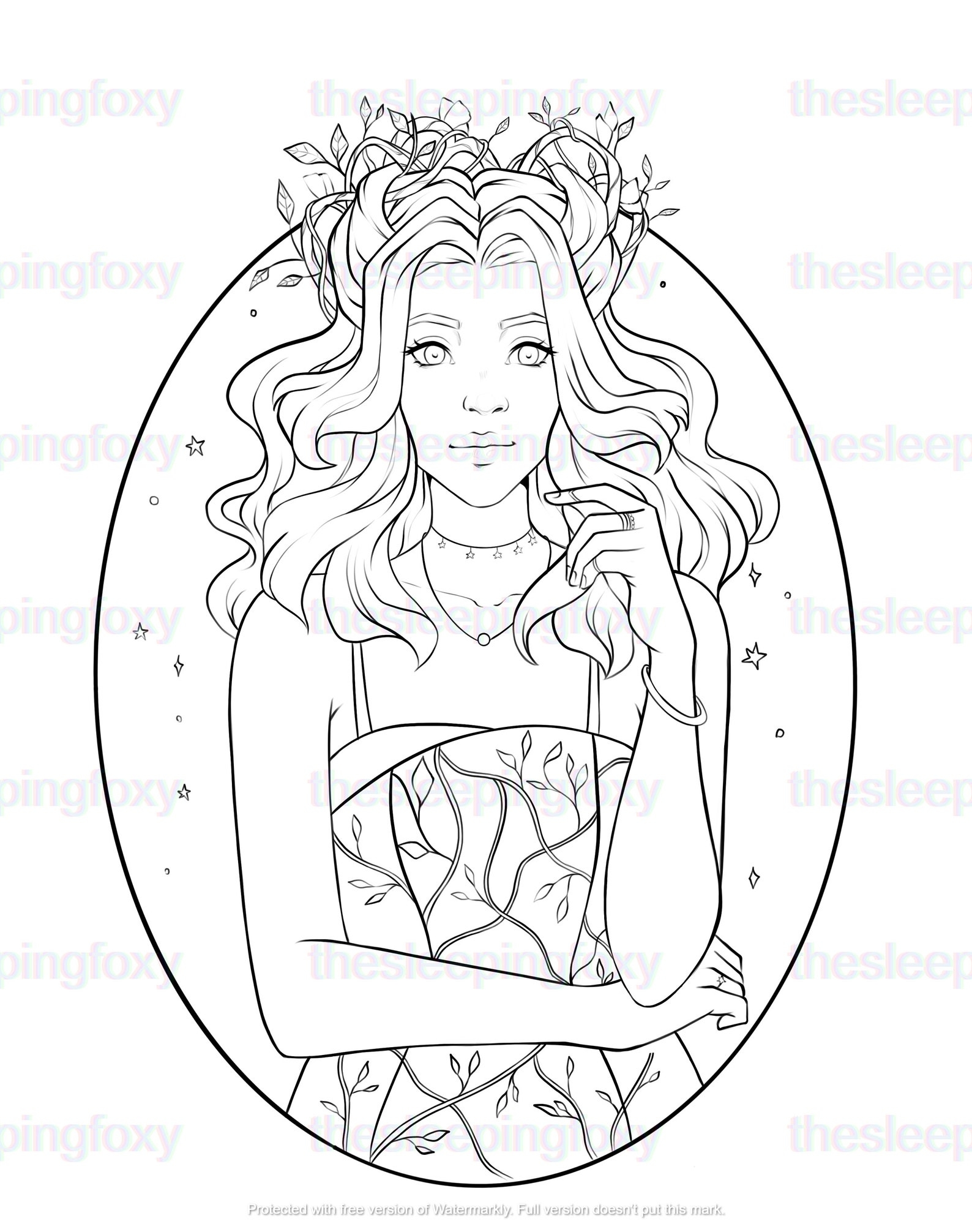 A4 DIGITAL PRINTABLE Coloring Page Aries Zodiac Sign Girl Etsy