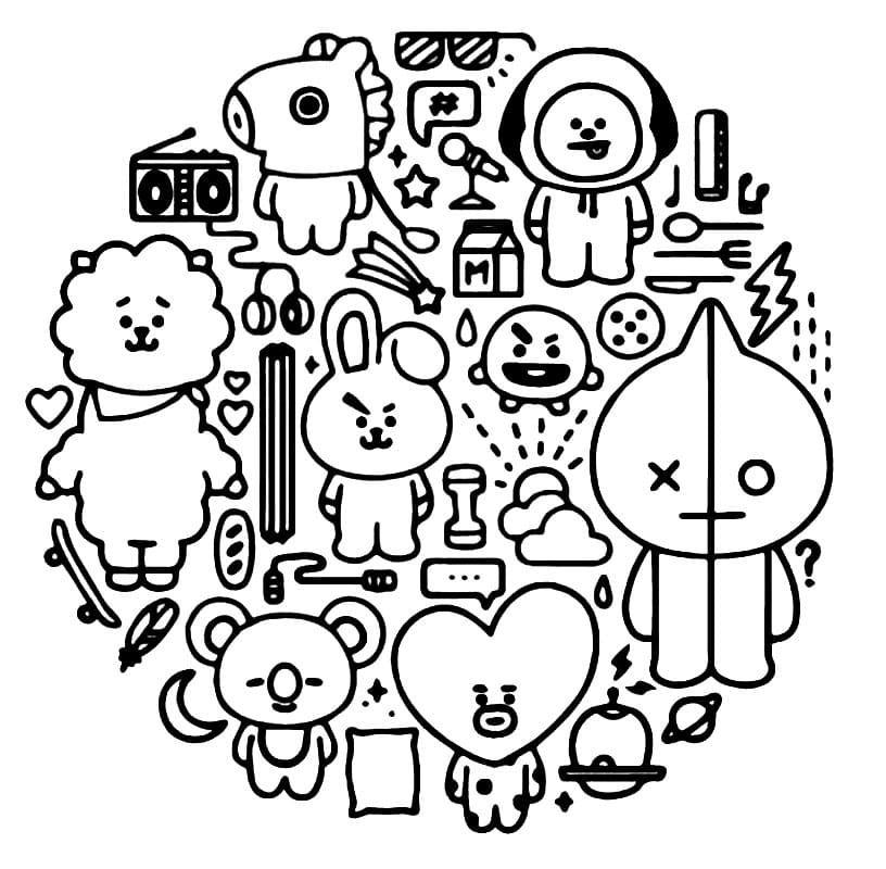 Adorable BT21 Coloring Page Free Printable Coloring Pages For Kids