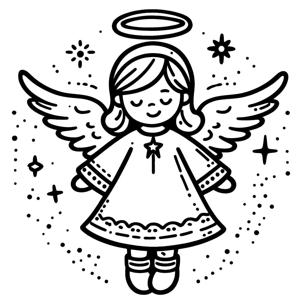 Adorable Christmas Angel Coloring Page Download Print Or Color Online For Free