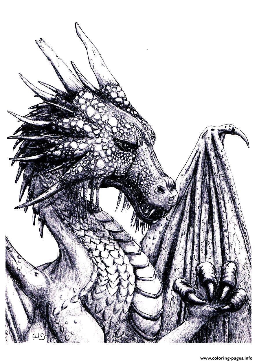 Adult Dragon Coloring Page Printable