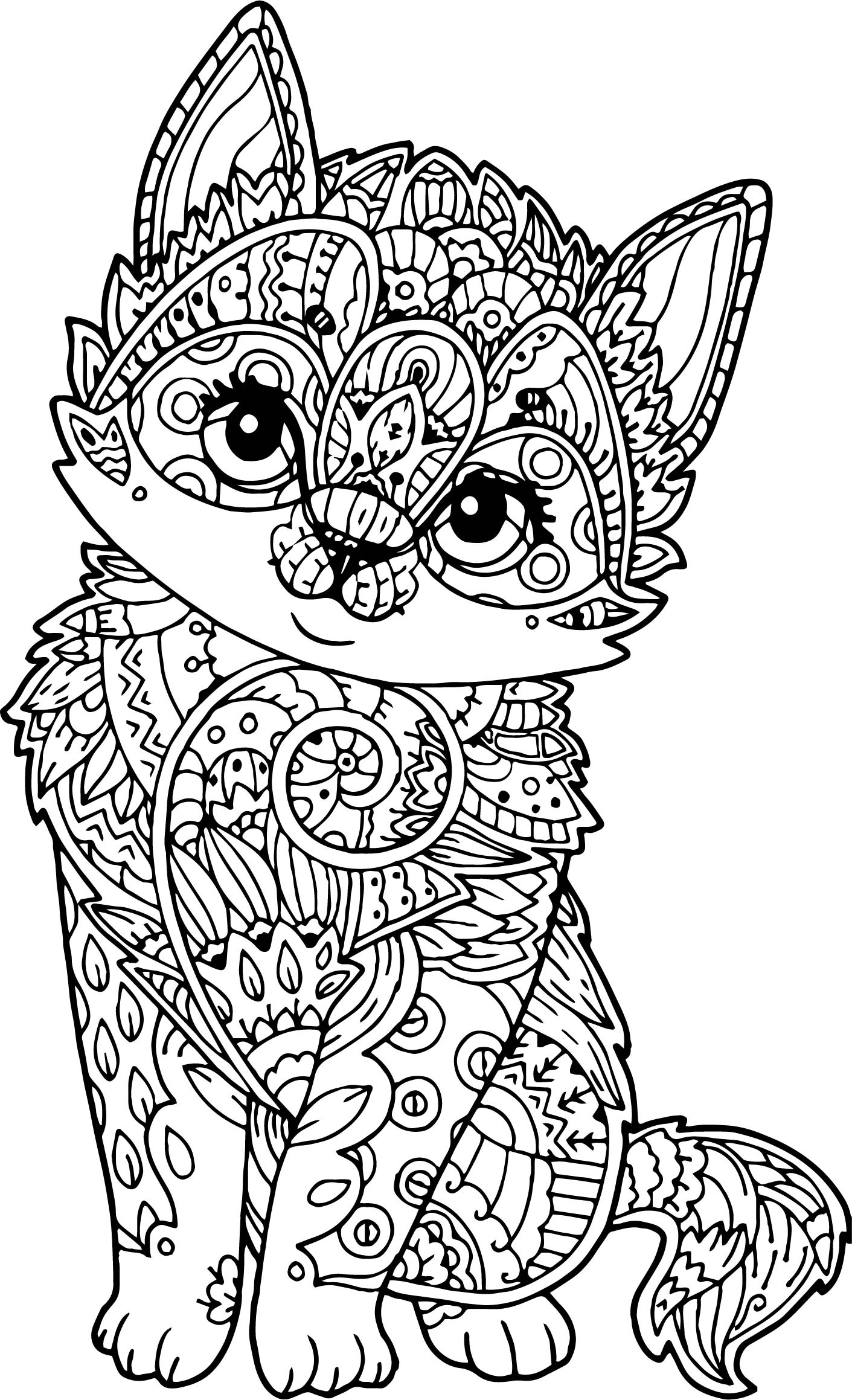 Printable Adult Cats Coloring Pages