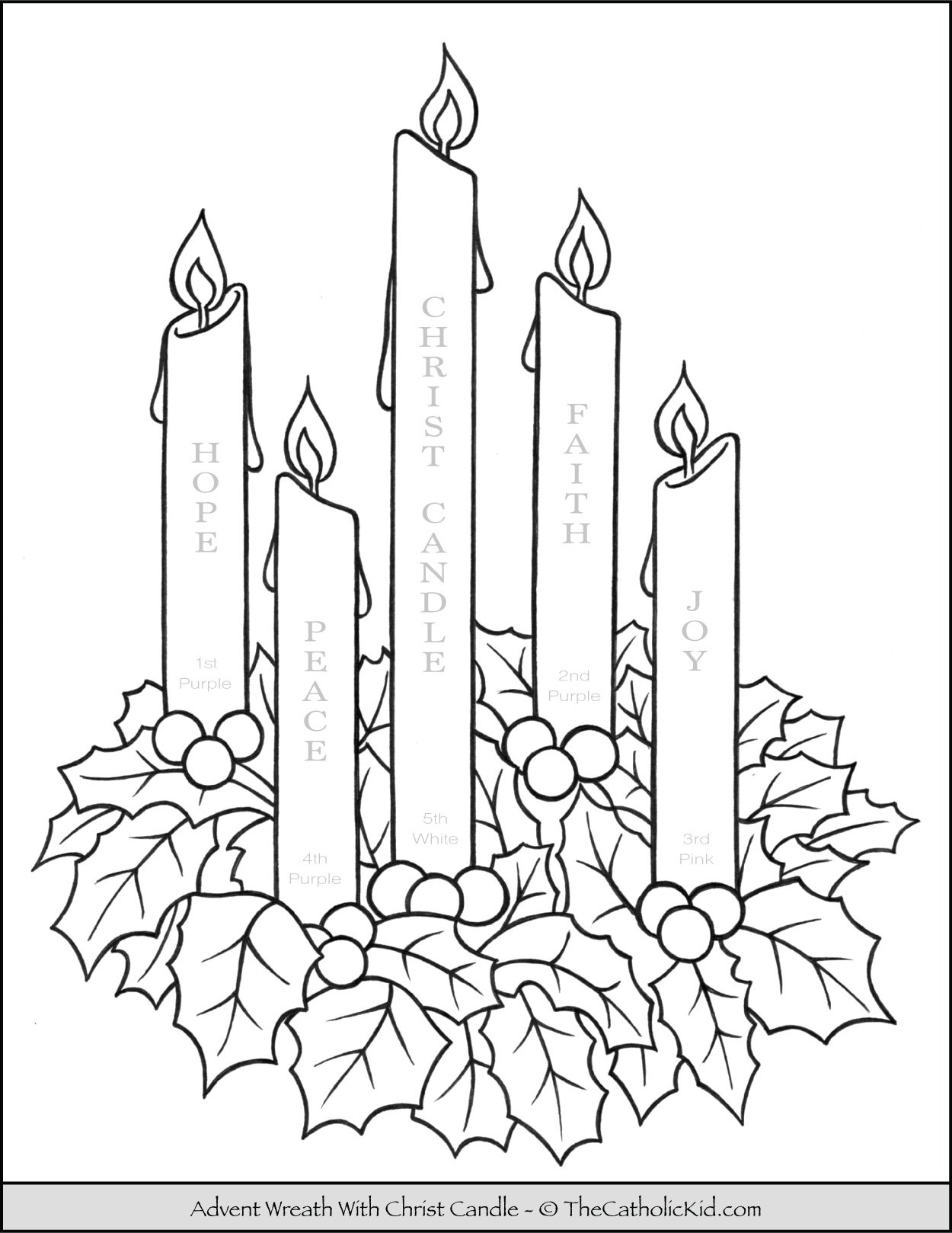 Advent Wreath Coloring Page With Candle Names Meanings TheCatholicKid