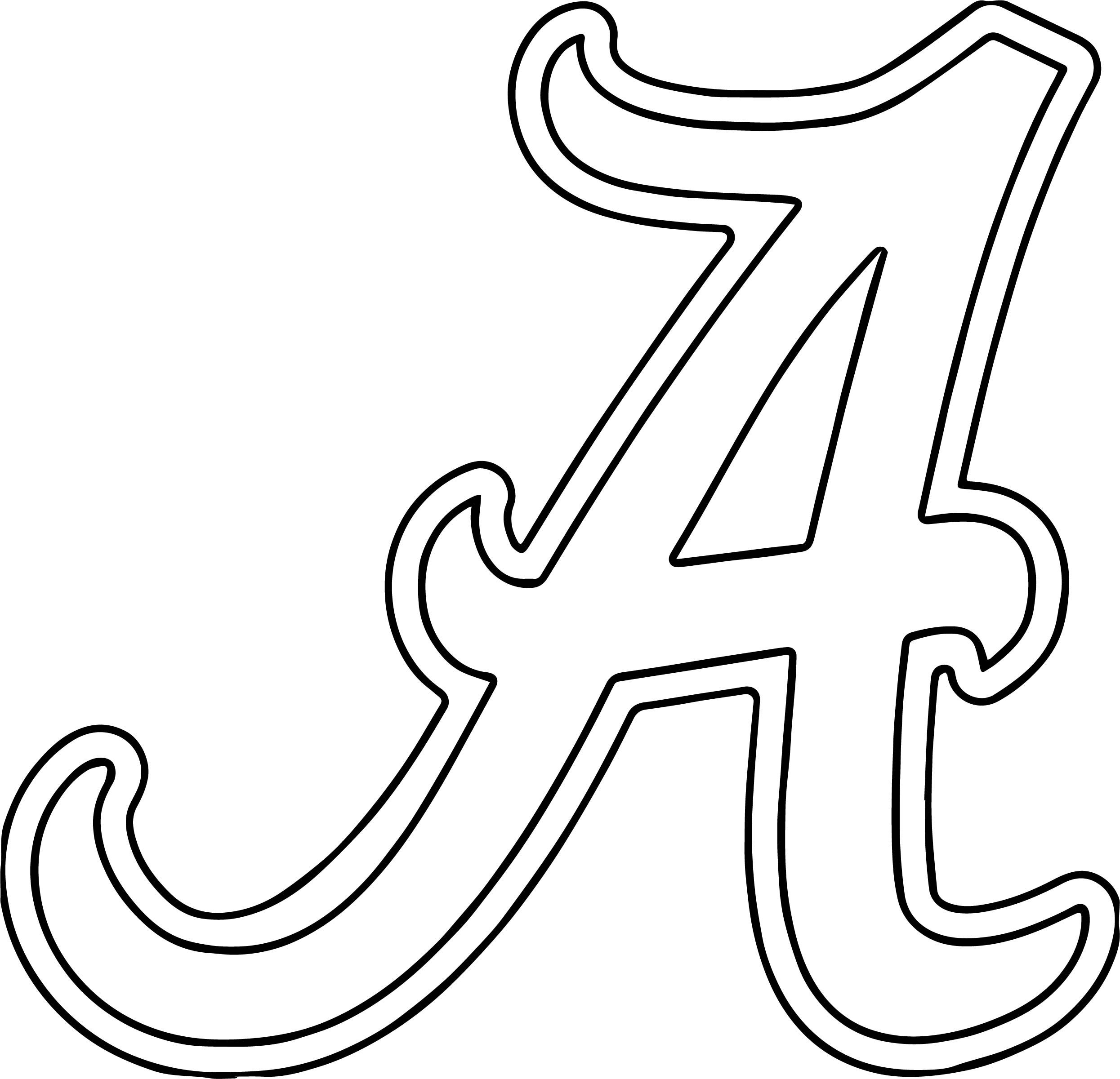 Alabama University Of Alabama A Text Coloring Page Wecoloringpage Football Coloring Pages