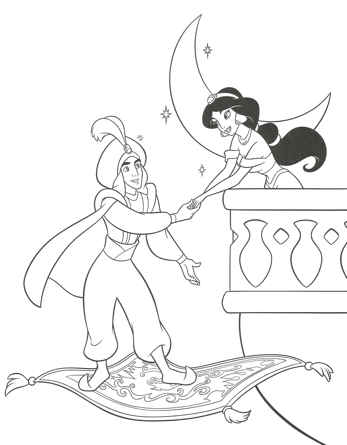 Aladdin And Jasmine To Download For Free Aladdin And Jasmine Kids Coloring Pages