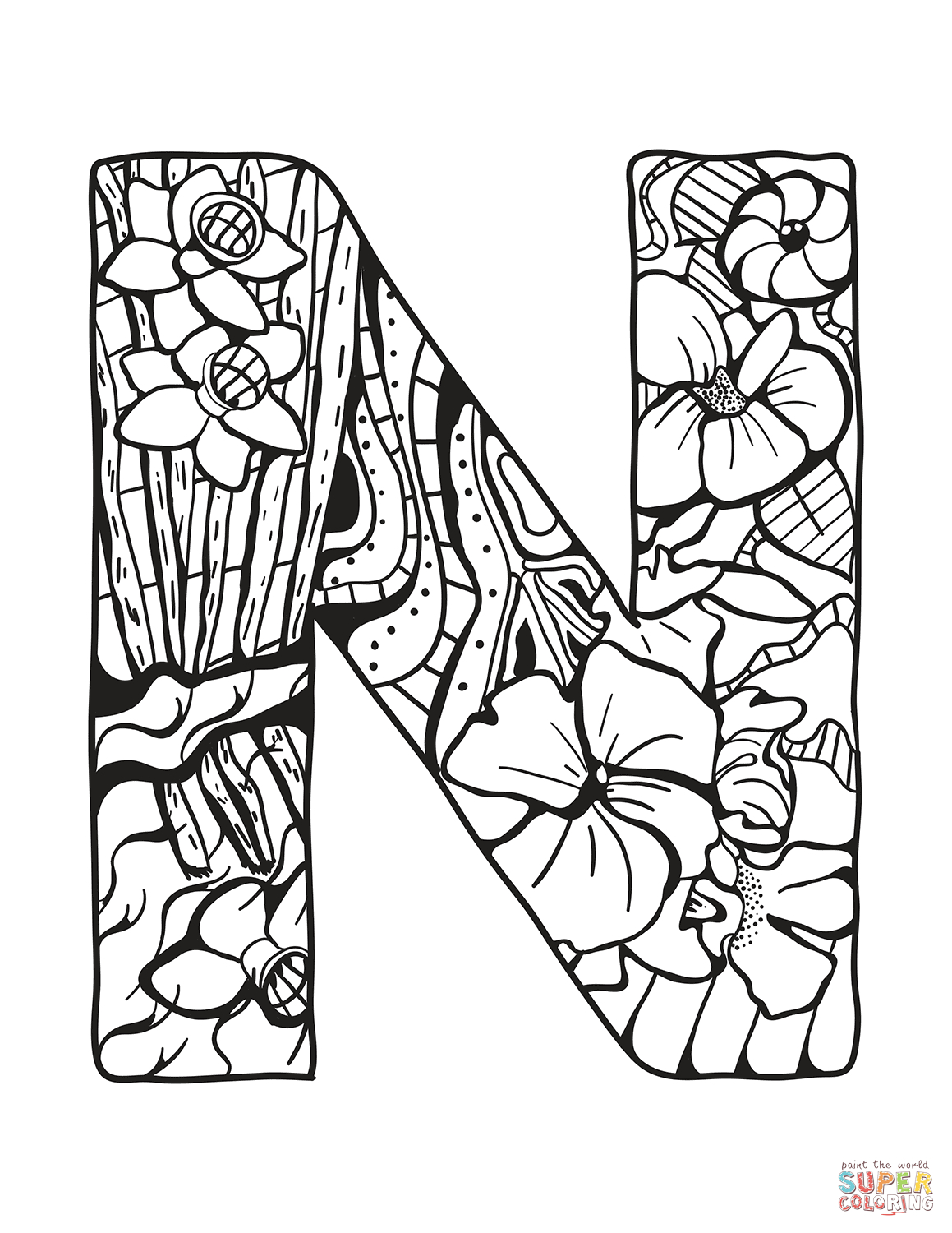 Alphabet Coloring Pages Letter N