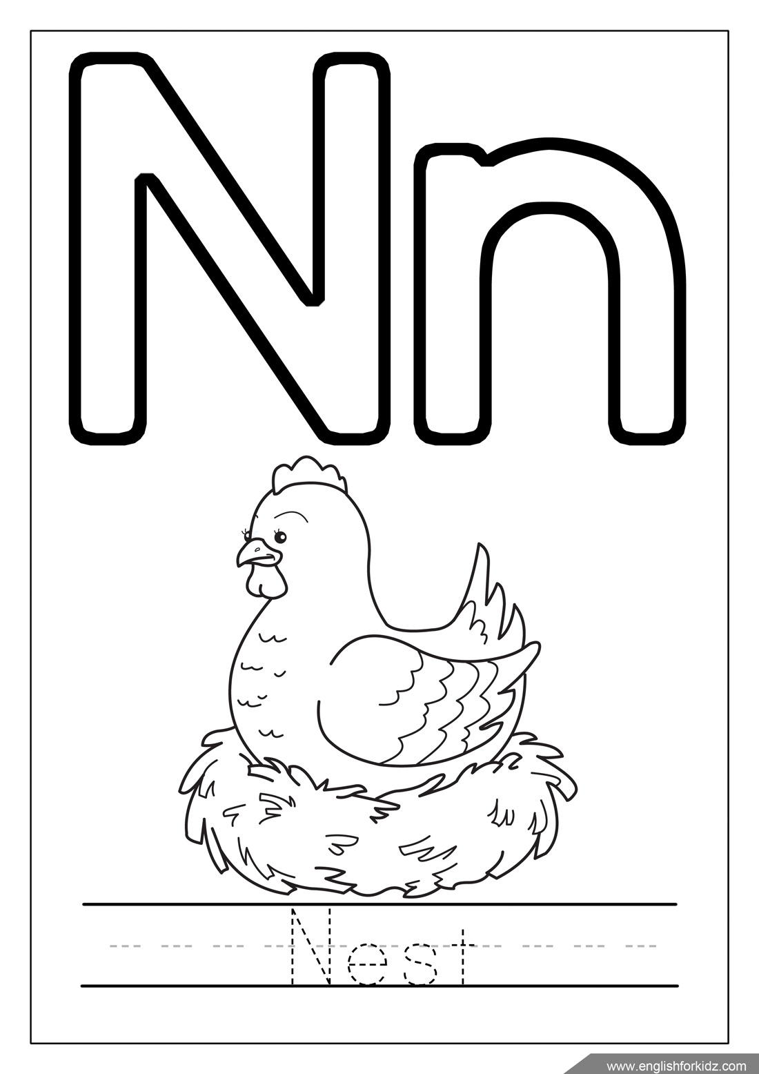 N Coloring Page