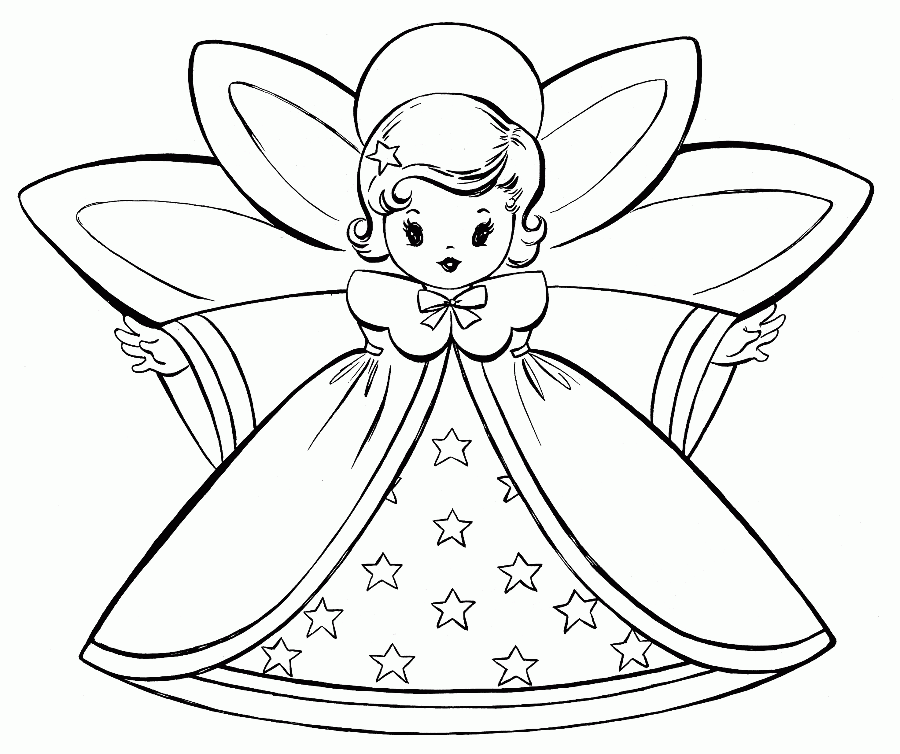 Angel Coloring Page Christmas Simple Coloring Home