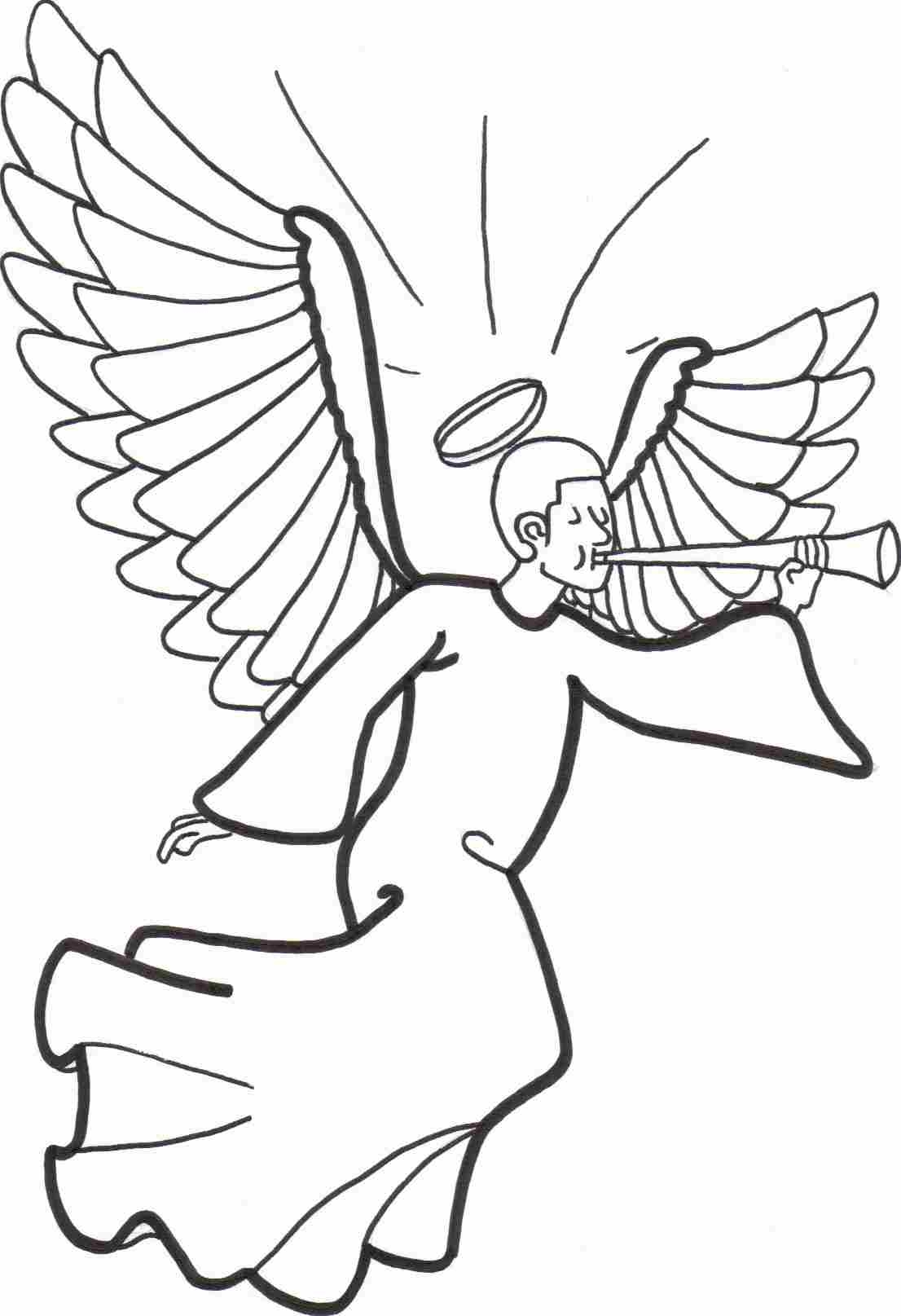 Angel Coloring Page Christmas Simple Coloring Home