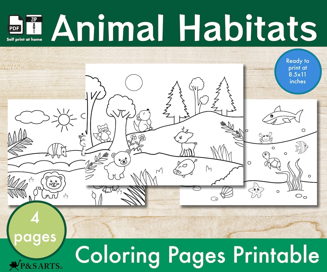 Animal Habitats Coloring Pages Printable For Toddlers And Kids Coloring Animal Simple