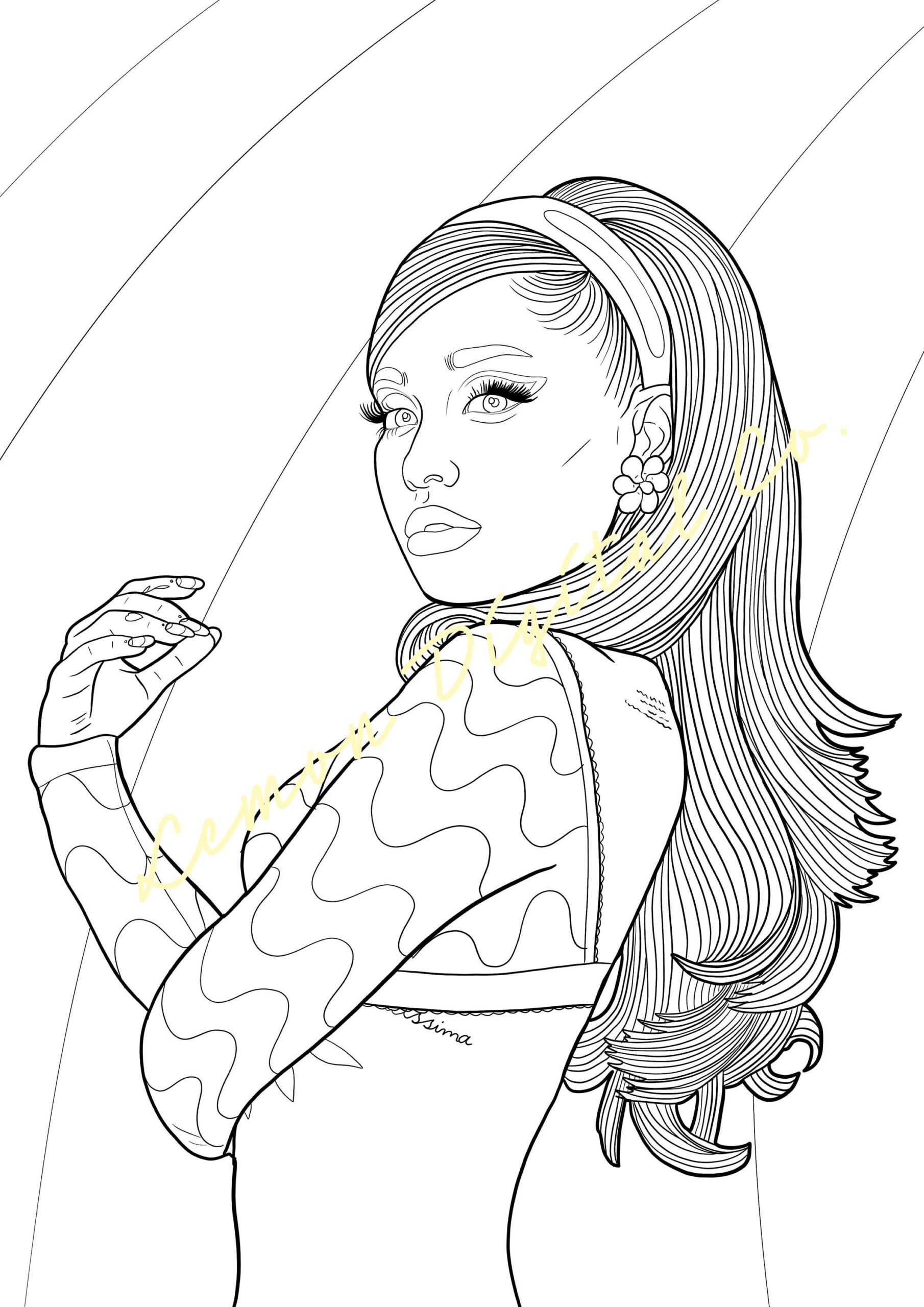 Ariana Grande Poster Coloring Book Page Printable PDF Download Etsy