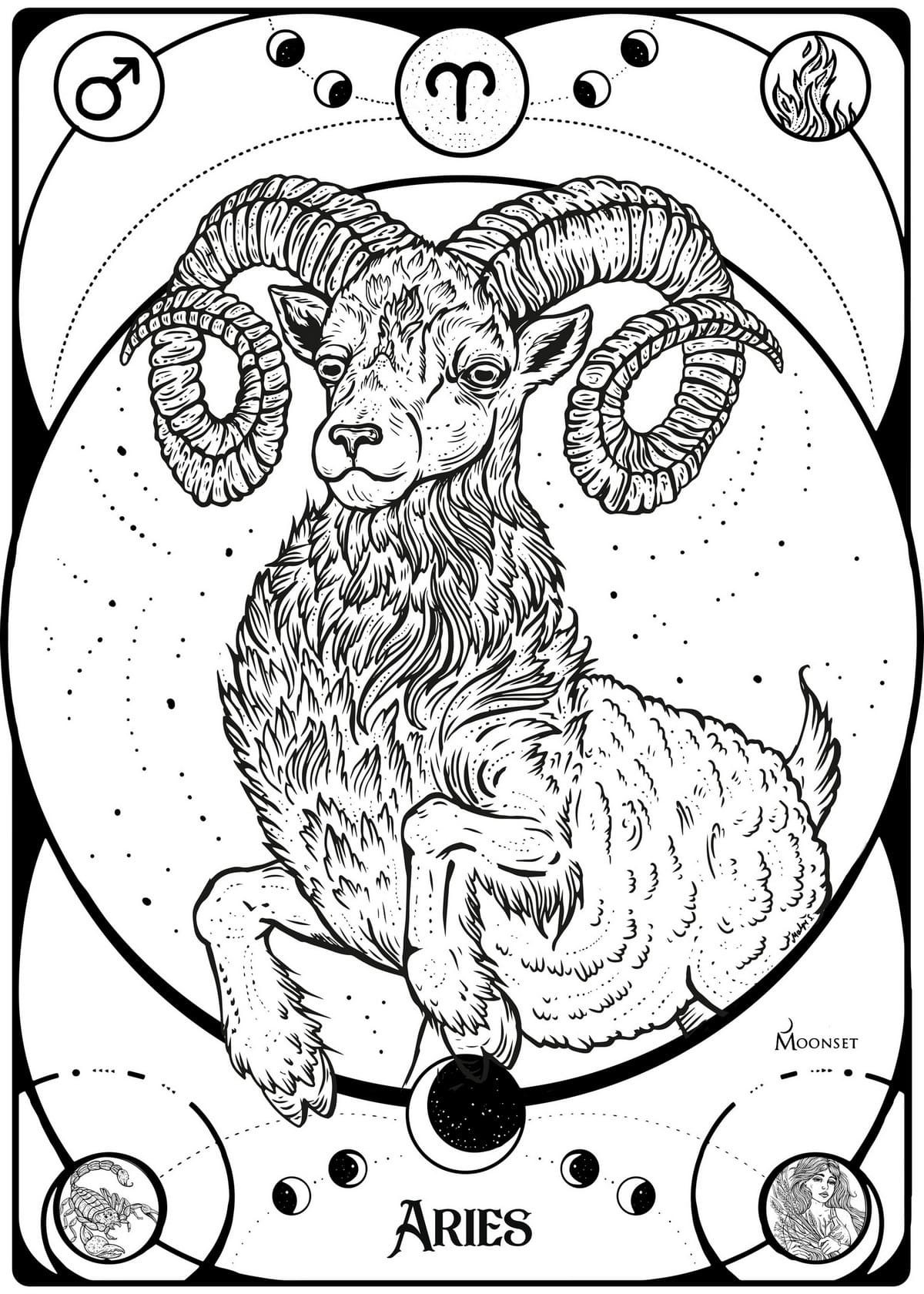 Aries Sign Coloring Pages