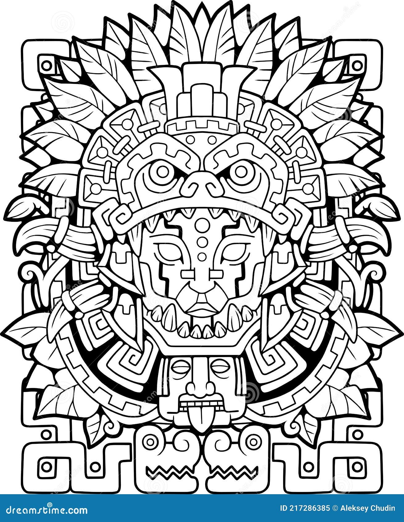 Aztec Ethnic Pattern Coloring Book Outline Illustration Stock Vector Illustration Of Mexican