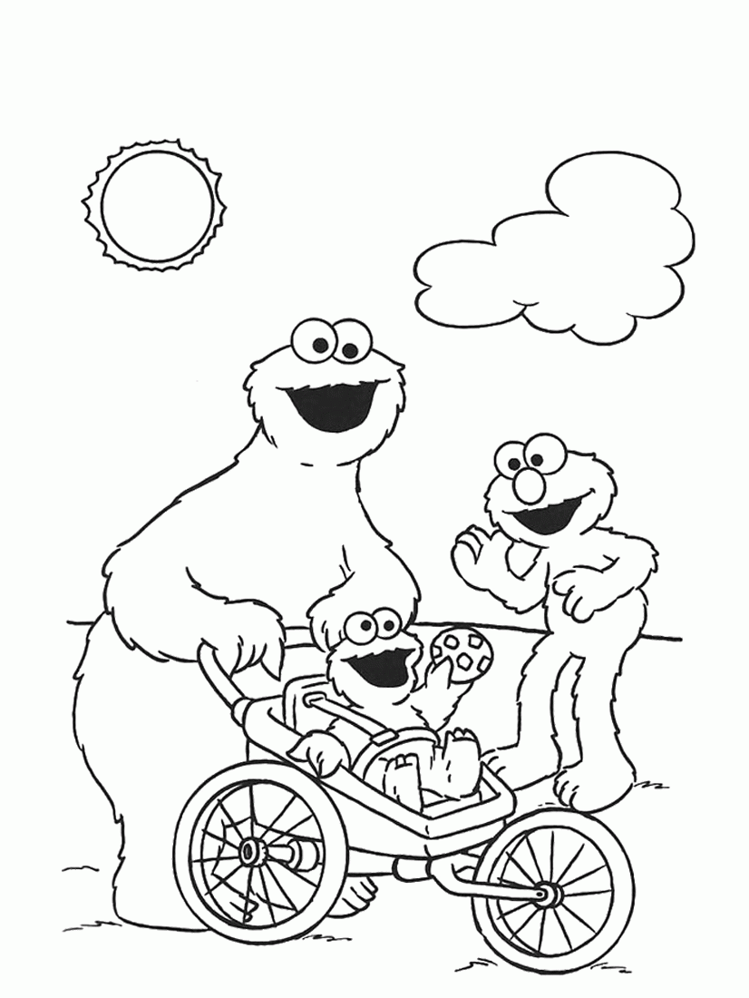 Baby Cookie Monster Coloring Pages Baby Cookie Monster And Elmo Coloring Pages Search