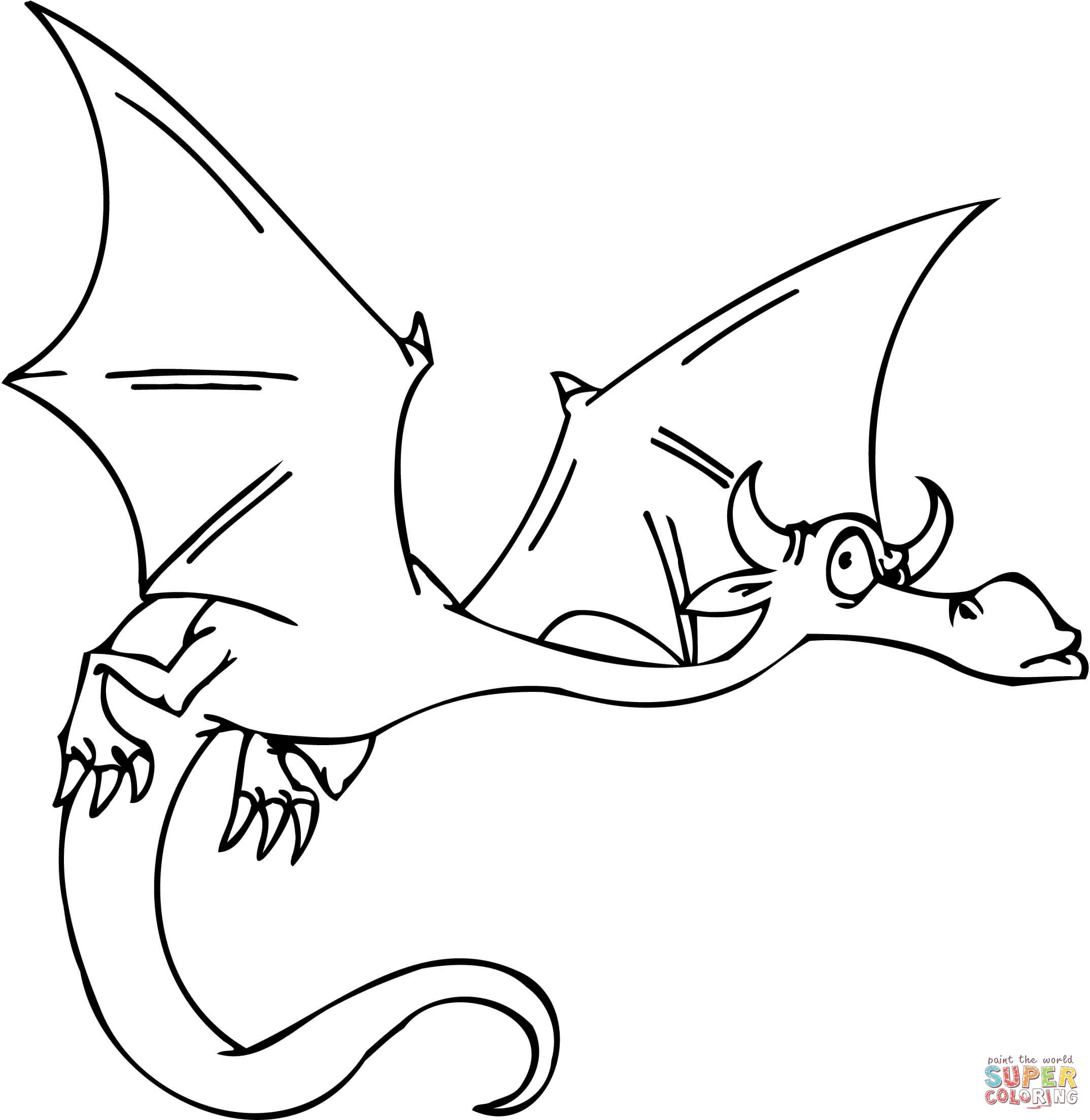 Baby Dragon Flying Coloring Page Coloring Home